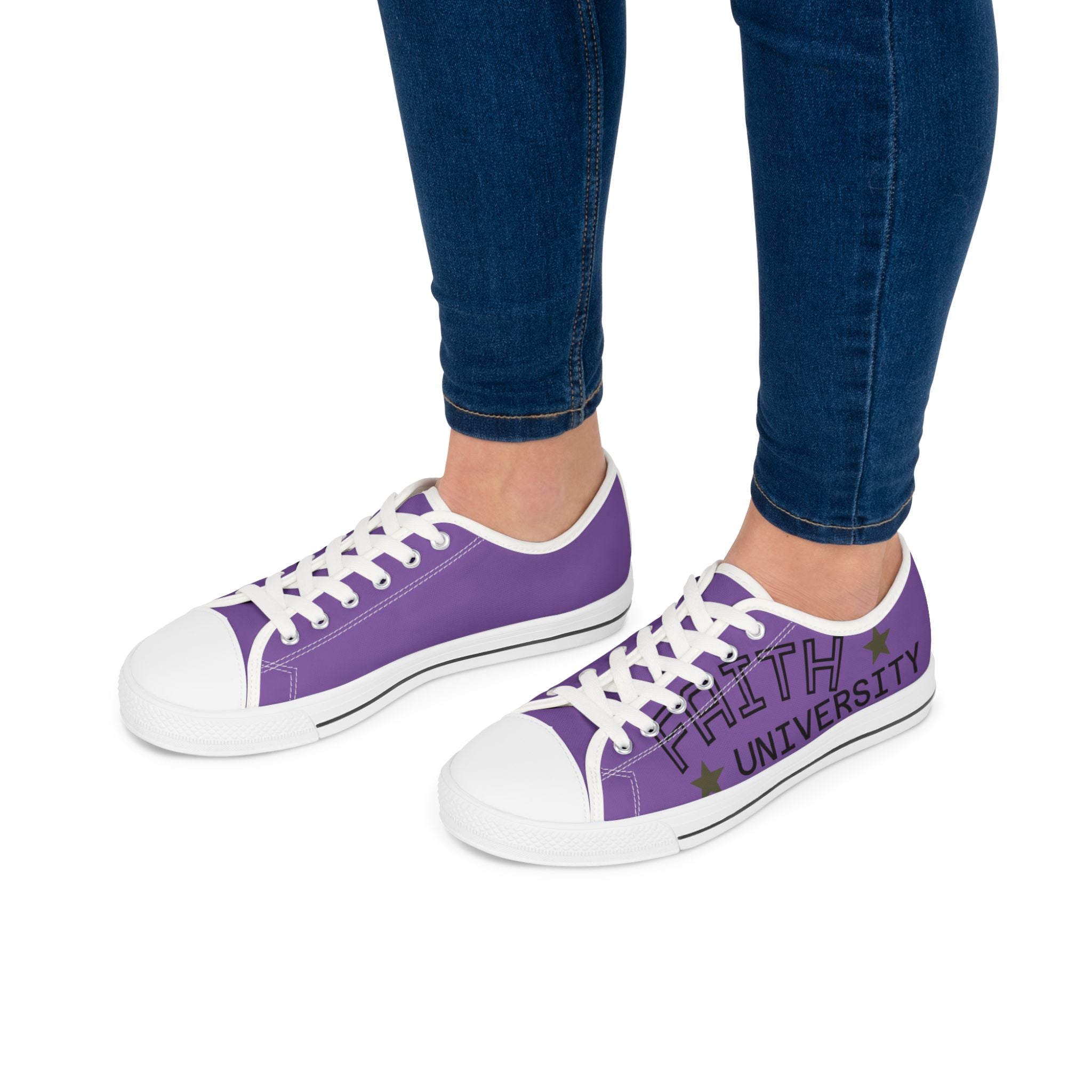 Purple Stylish Women's Low Top Sneakers - Casual, Comfortable, Everyday Wear, Perfect for Summer, Striped Sneakers, Trendy Footwear