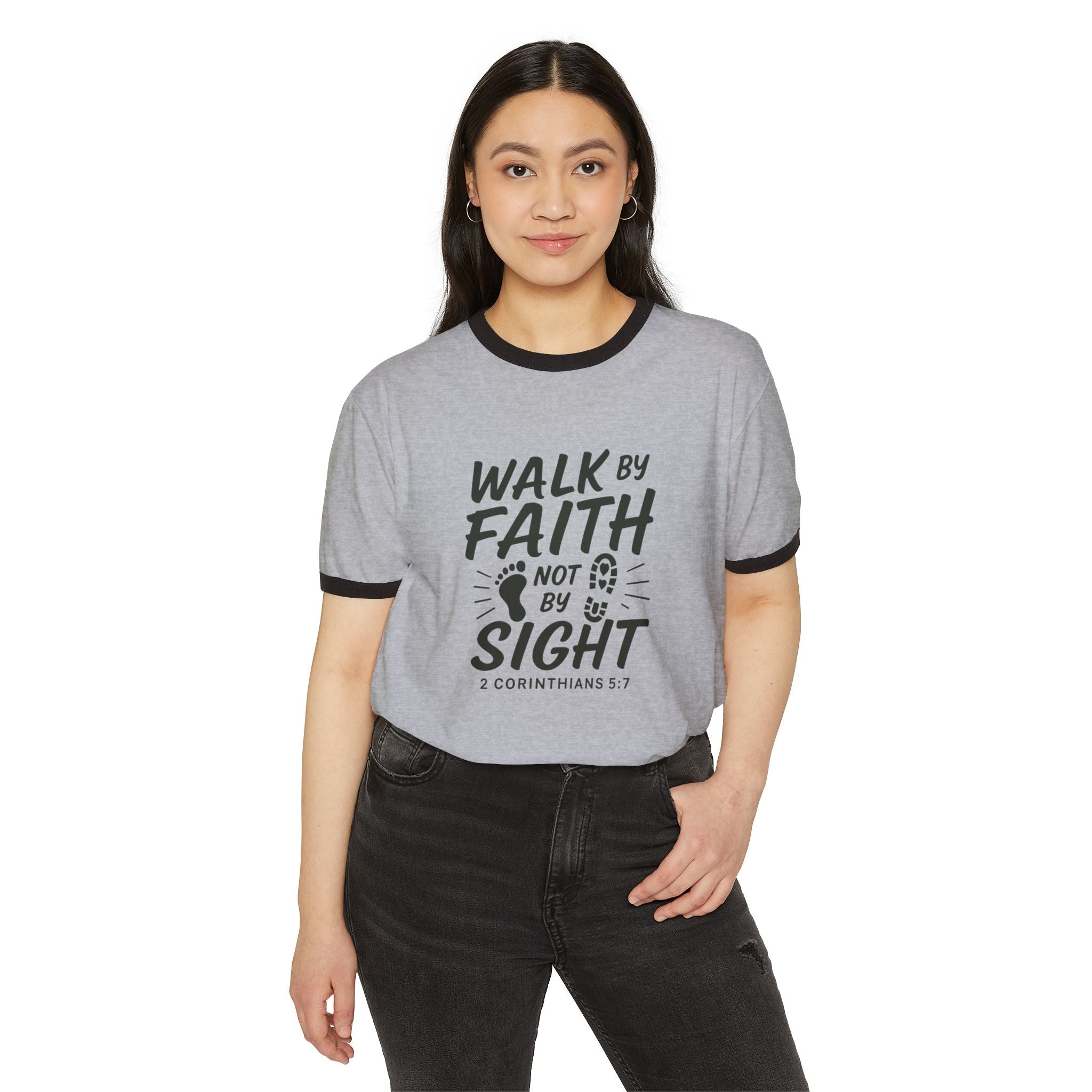 Inspirational Cotton Ringer T-shirt, Faith, Christian Gift, Casual Wear, Unique Faith-Based Apparel