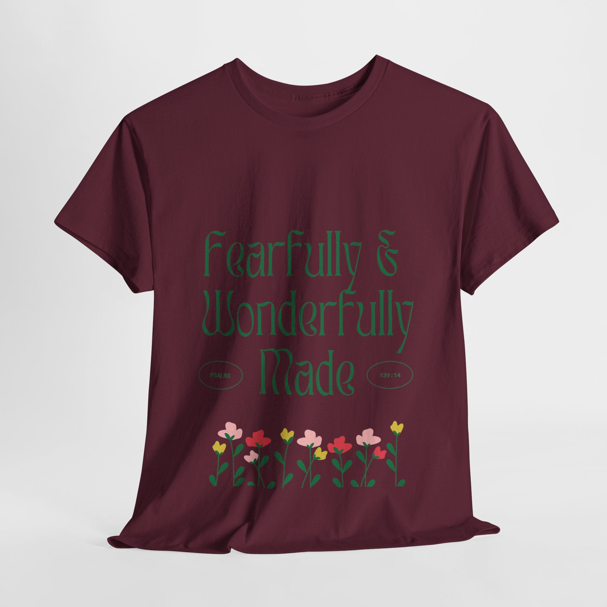 Fearfully & Wonderfully Made Unisex Cotton Tee – Inspirational Floral T-Shirt