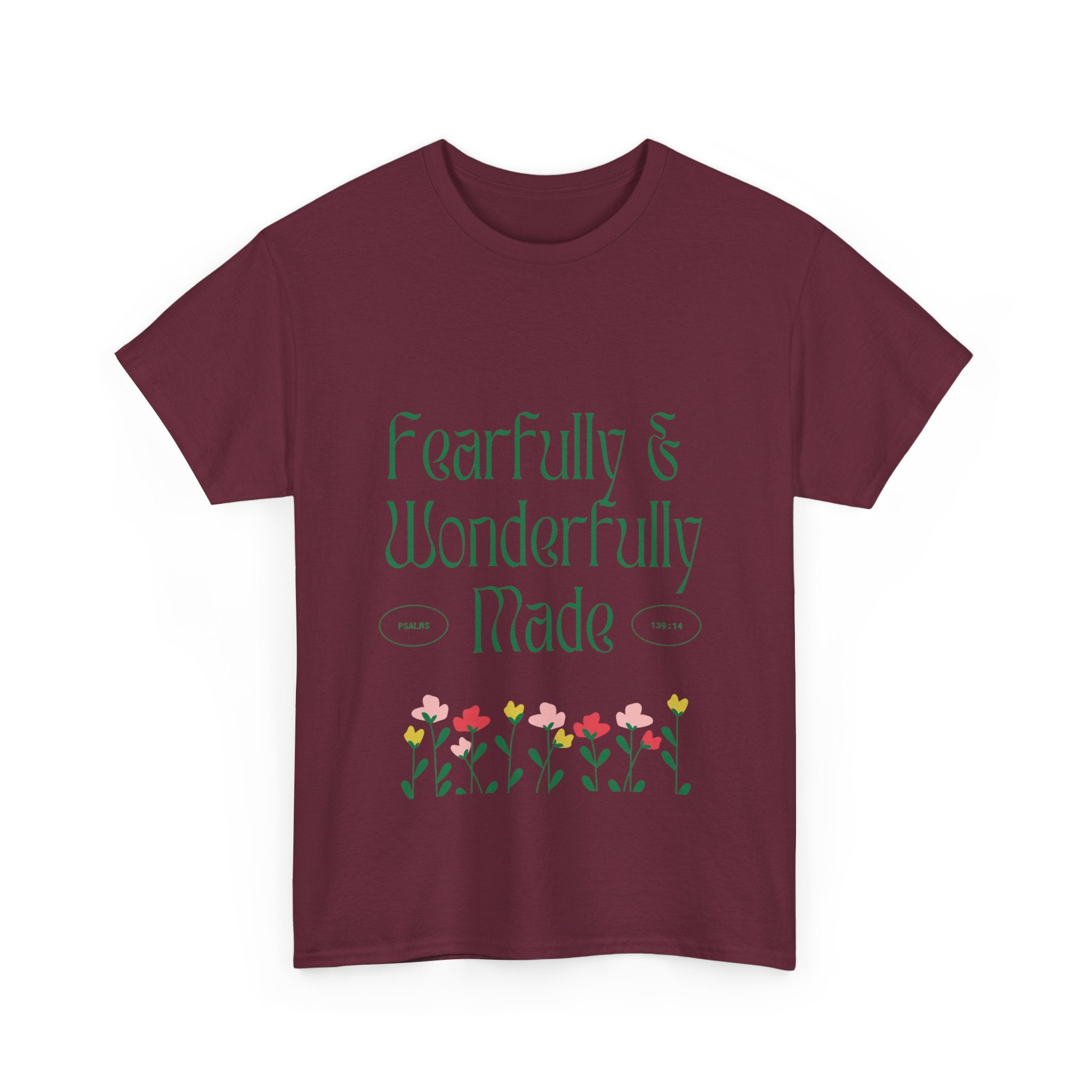 Fearfully & Wonderfully Made Unisex Cotton Tee – Inspirational Floral T-Shirt