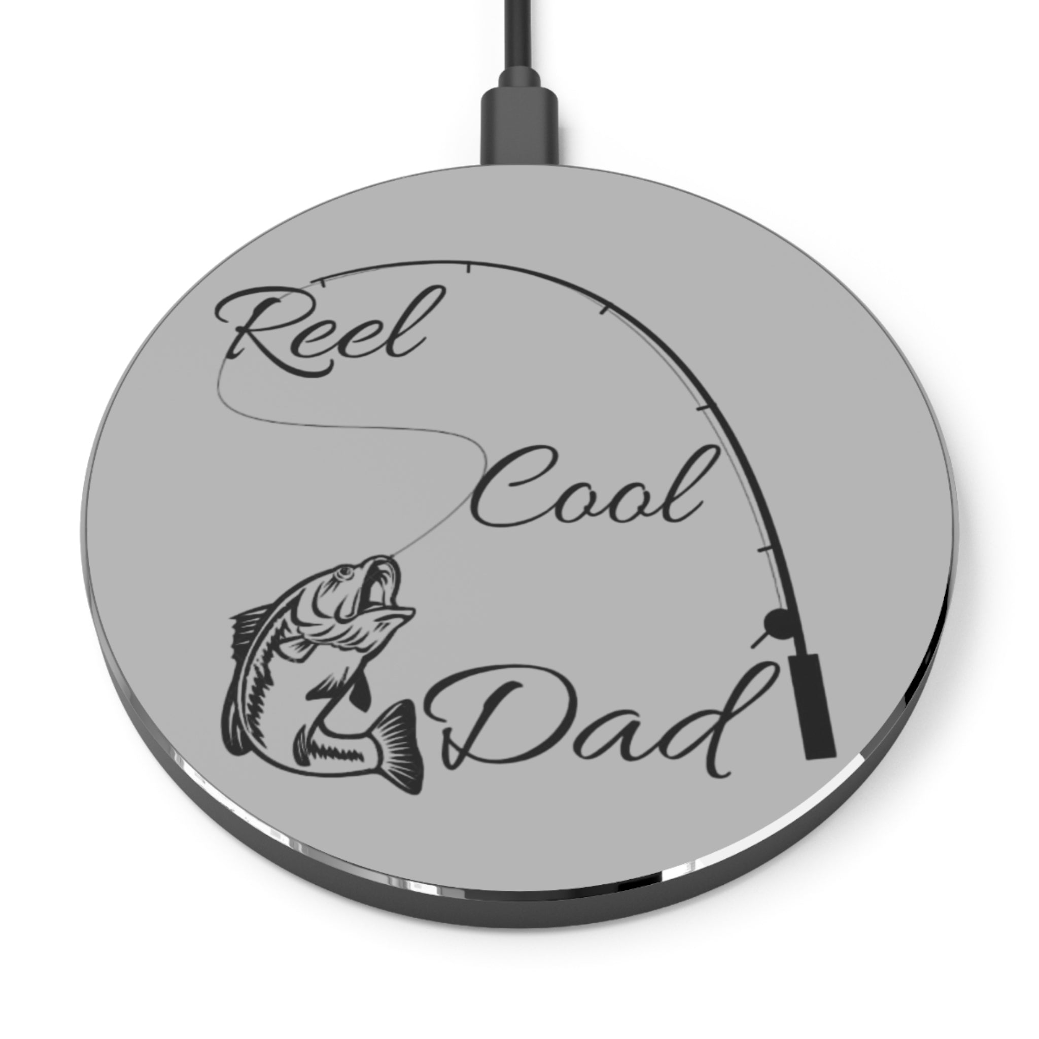 Fishing Enthusiast Wireless Charger - Reel Cool Dad, Unique Gift for Fishermen, Tech Gift, Father's Day, Fishing Decor
