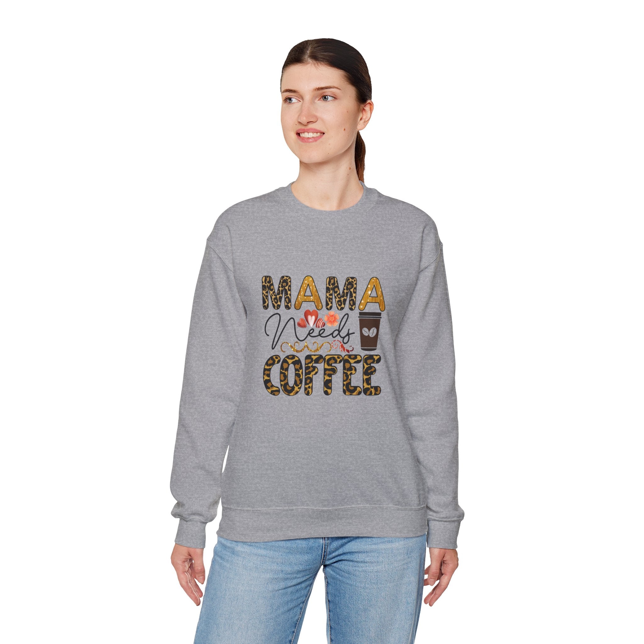 Mama Needs Coffee Crewneck Sweatshirt - Cozy Unisex Pullover Apparel for Moms