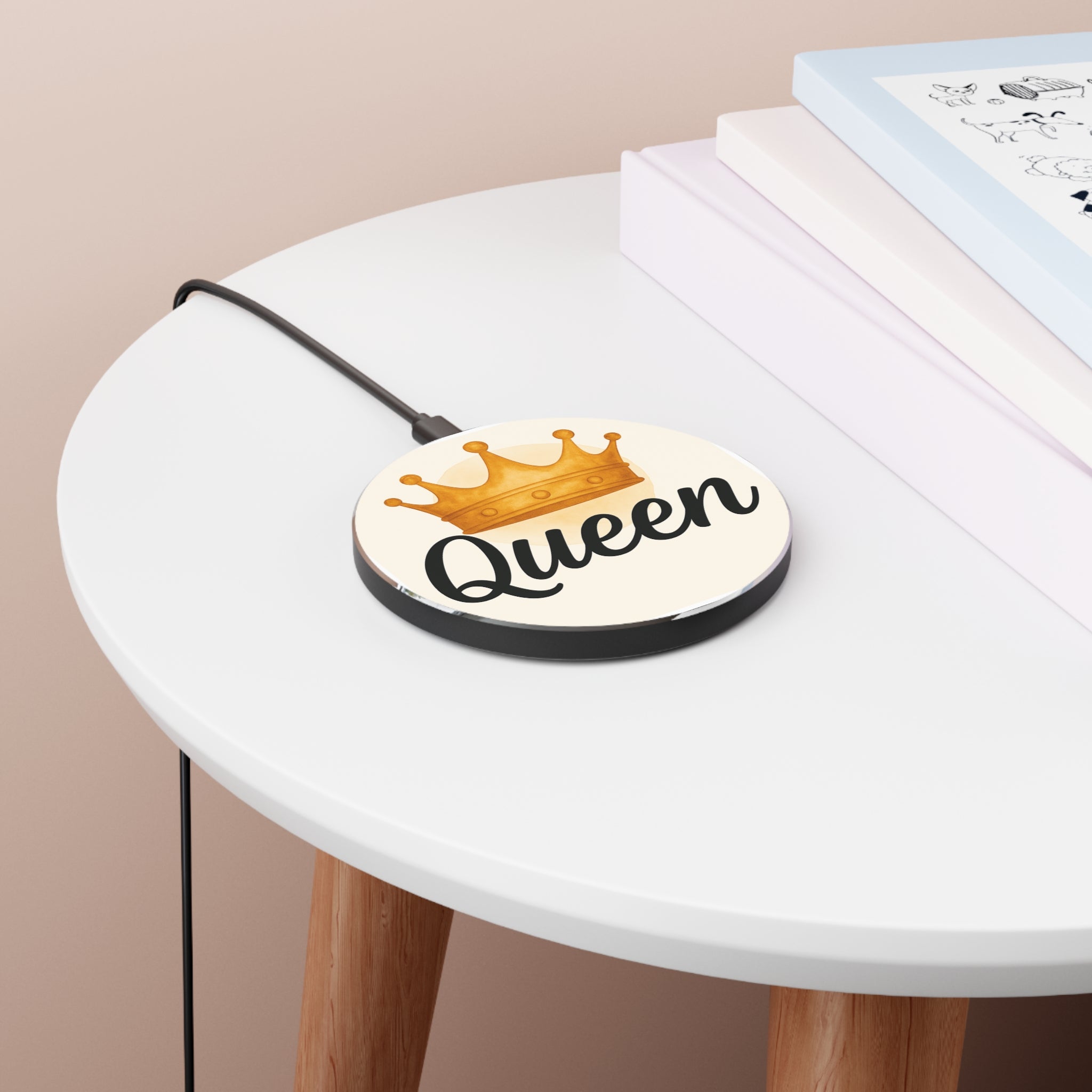 Royal Queen Wireless Charger - Fast Qi Charging Pad, Unique Gift for Her, Mother's Day Tech, Elegant Desk Accessory, Crown Design