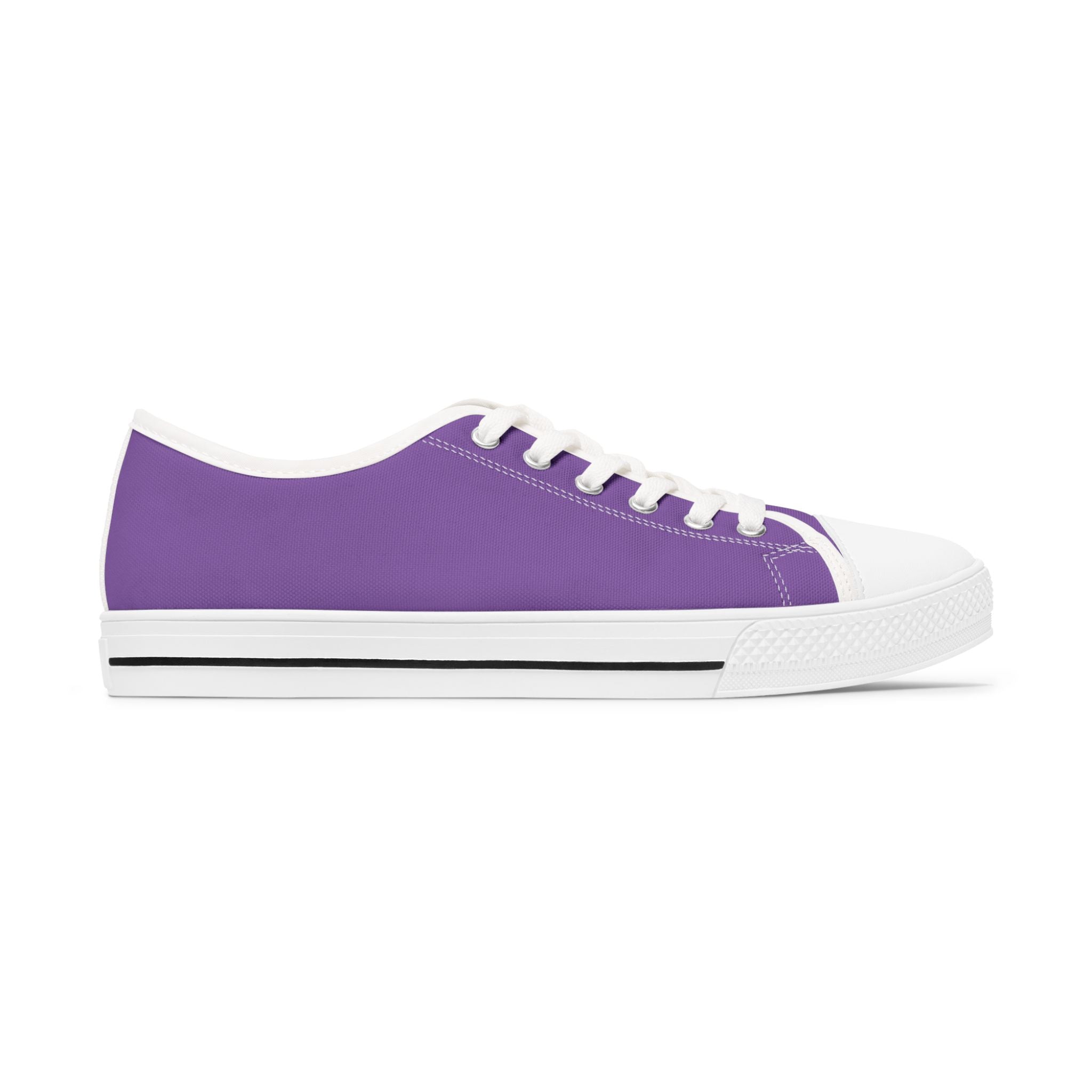 Purple Stylish Women's Low Top Sneakers - Casual, Comfortable, Everyday Wear, Perfect for Summer, Striped Sneakers, Trendy Footwear