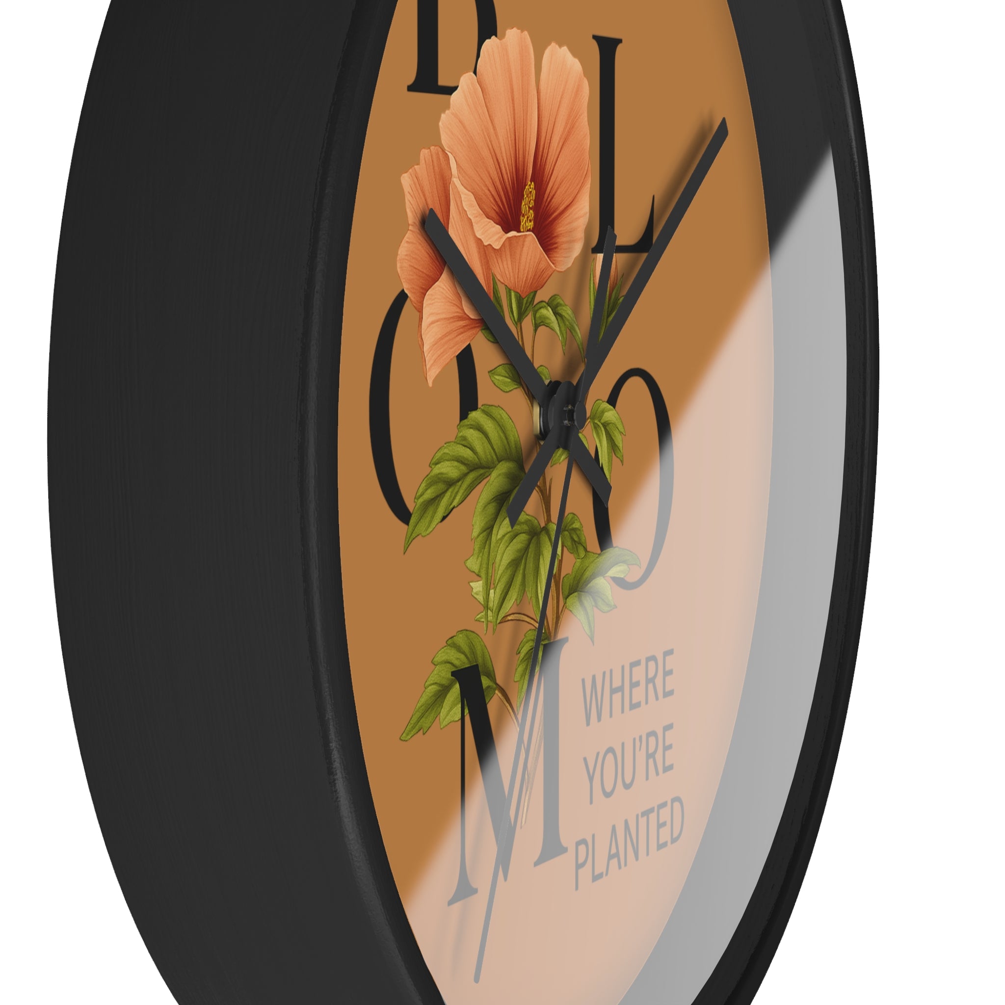 Copy of Bloom Where You're Planted Wall Clock, Floral Home Decor, Botanical Gift, Inspirational Wall Art, Modern Timepiece