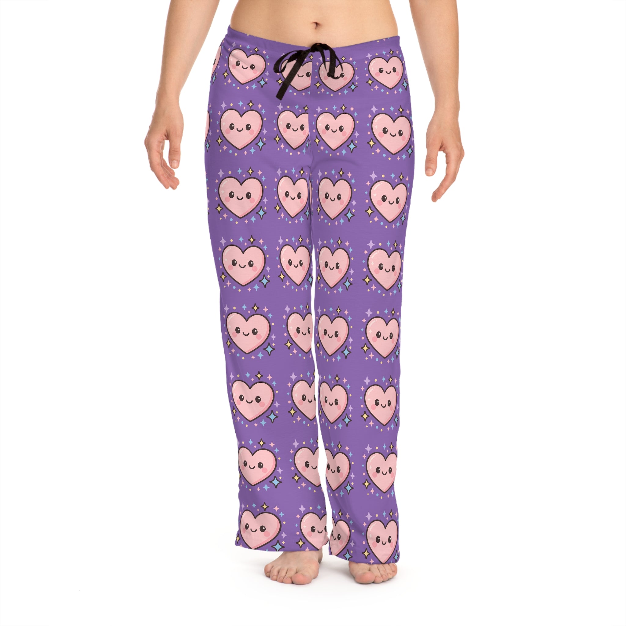 Cute Heart Pattern Women's Pajama Pants, Cozy Lounge Pants, Sleepwear, Valentine's Day Gift, Relaxation Wear, Cute Sleepwear