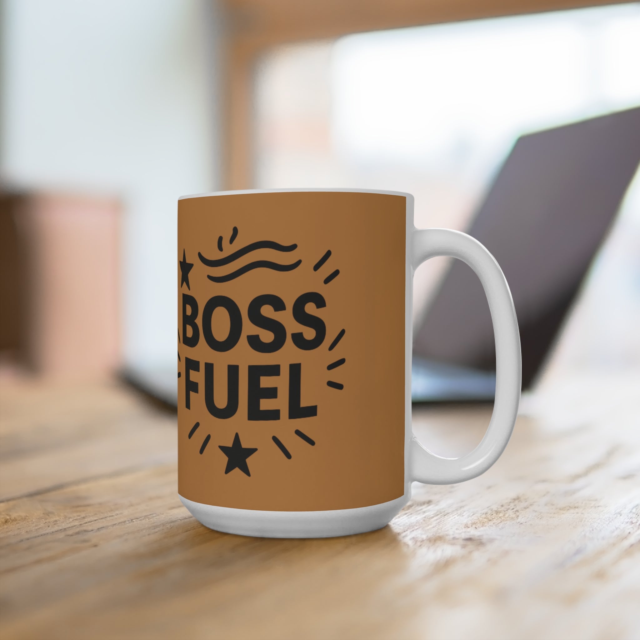 🟤 Boss Fuel Mug - Motivational Coffee Cup for Entrepreneurs & Bosses, Ideal for Office Gift, Work from Home, 15oz Inspirational Mug