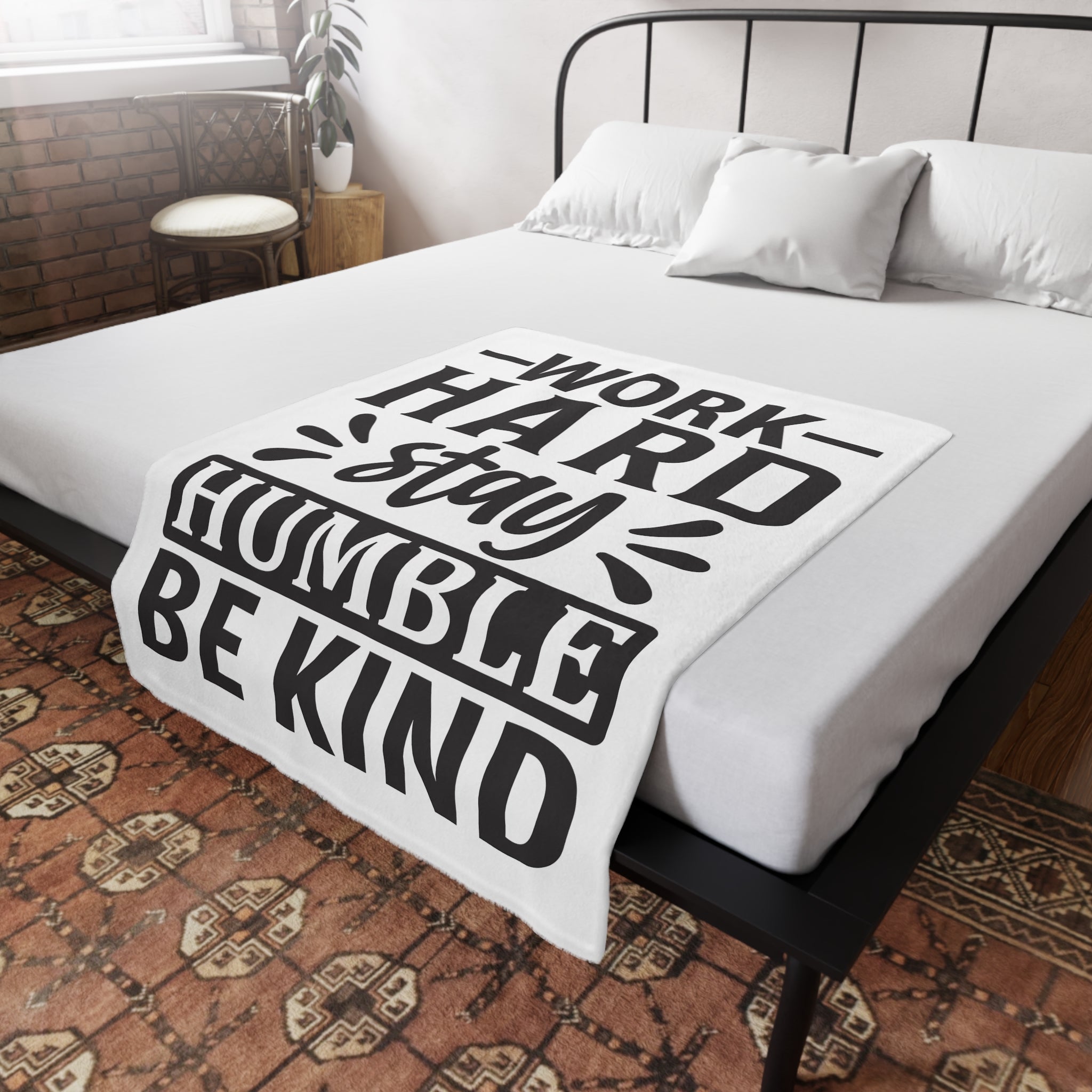 Motivational Fleece Blanket - Cozy Home Decor, Gift for Inspiration, Work Hard Stay Humble, Encouragement Blanket, Thoughtful Present