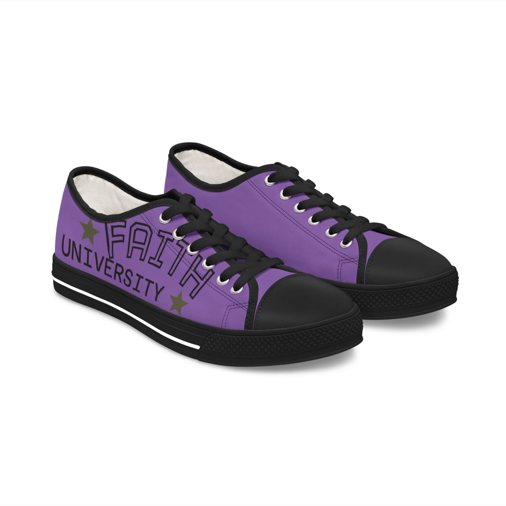 Purple Stylish Women's Low Top Sneakers - Casual, Comfortable, Everyday Wear, Perfect for Summer, Striped Sneakers, Trendy Footwear
