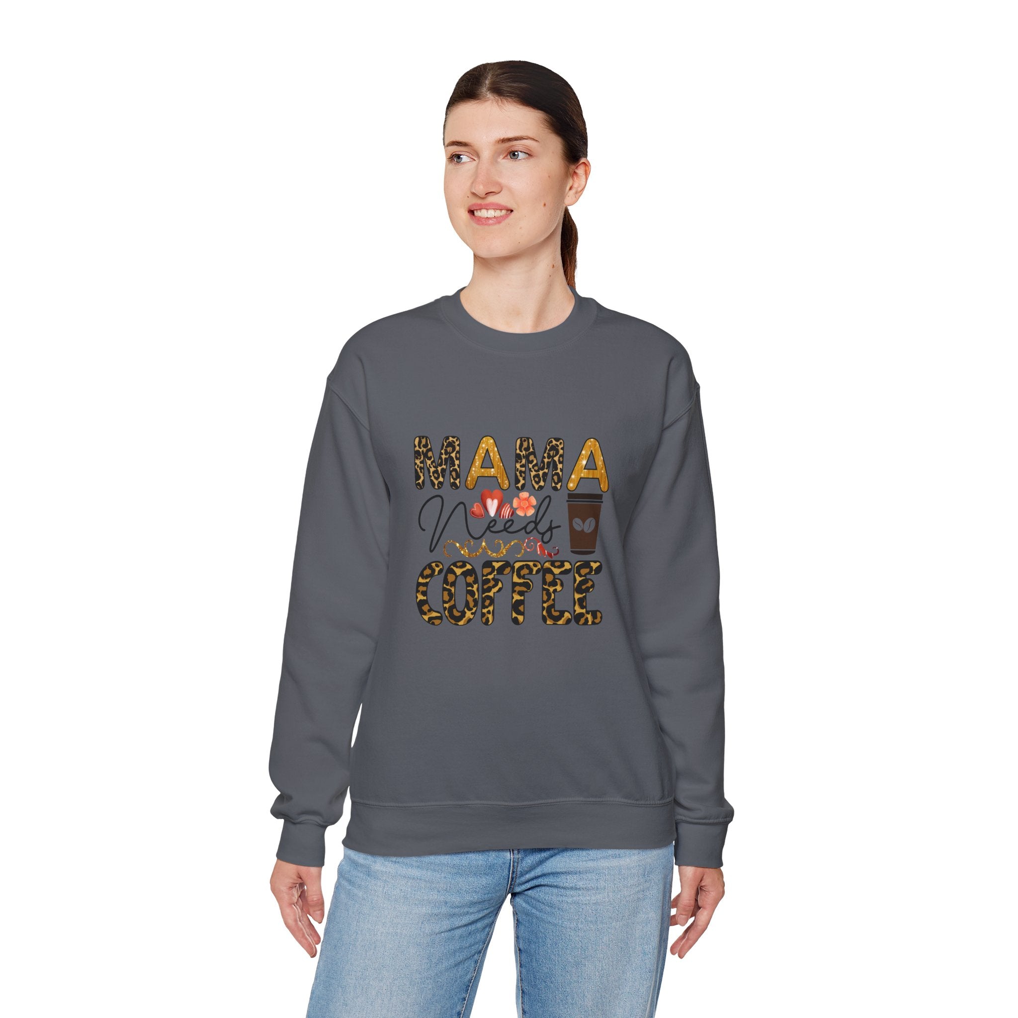 Mama Needs Coffee Crewneck Sweatshirt - Cozy Unisex Pullover Apparel for Moms