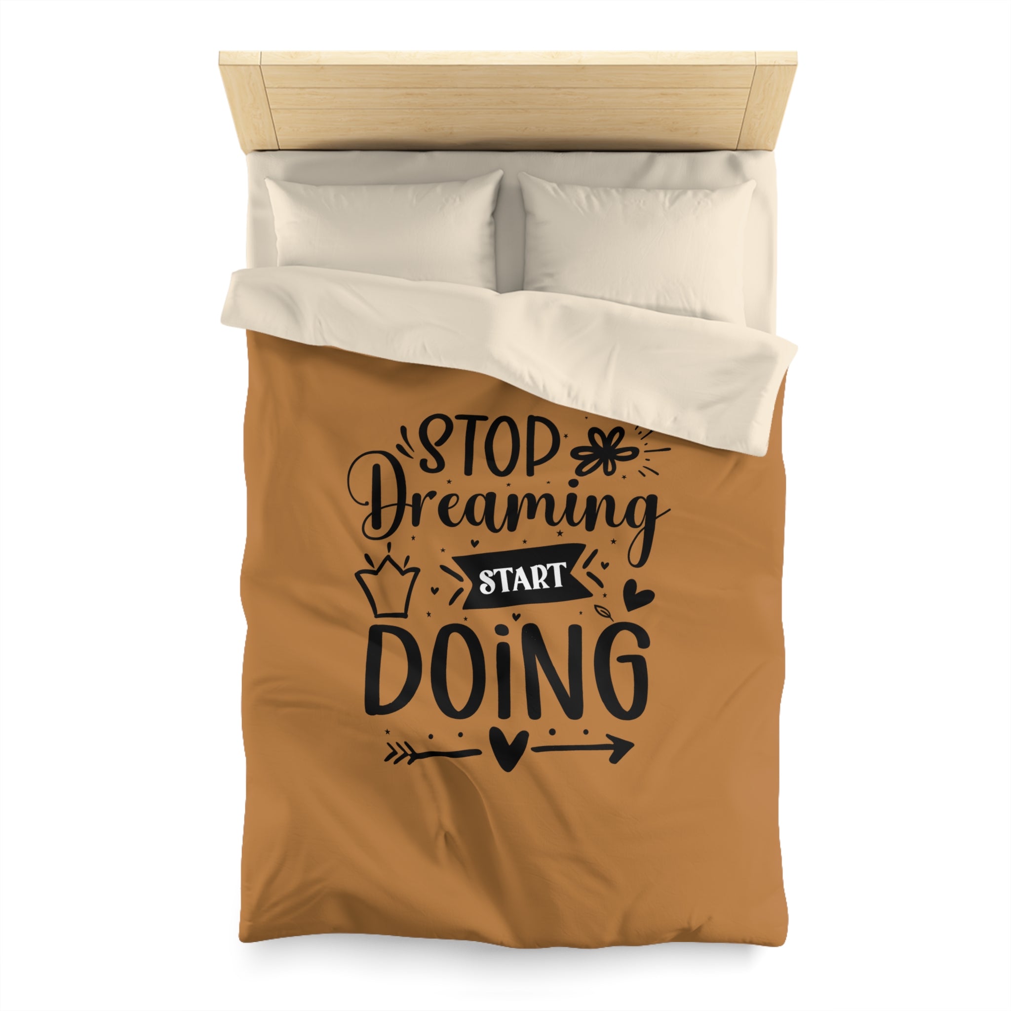Inspirational Microfiber Duvet Cover - "Stop Dreaming Start Doing" - Cozy Home Decor for Motivated Dreamers