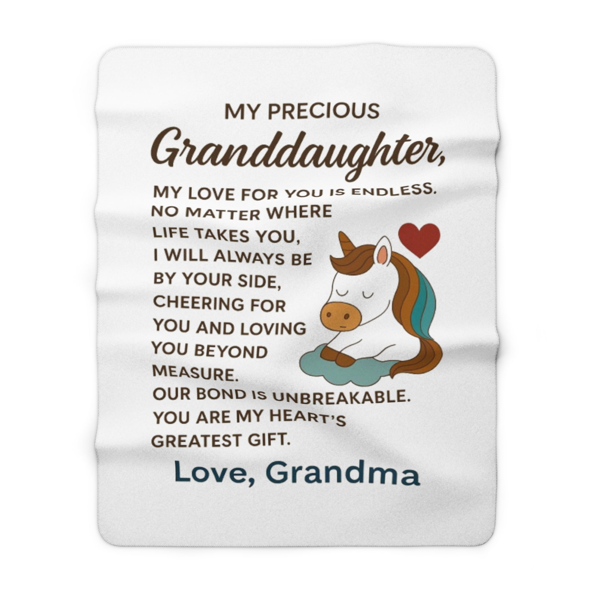 To My Granddaughter Sherpa Fleece Blanket | Cozy Gift from Grandma | Soft Throw Blanket for Birthdays, Holidays, Love