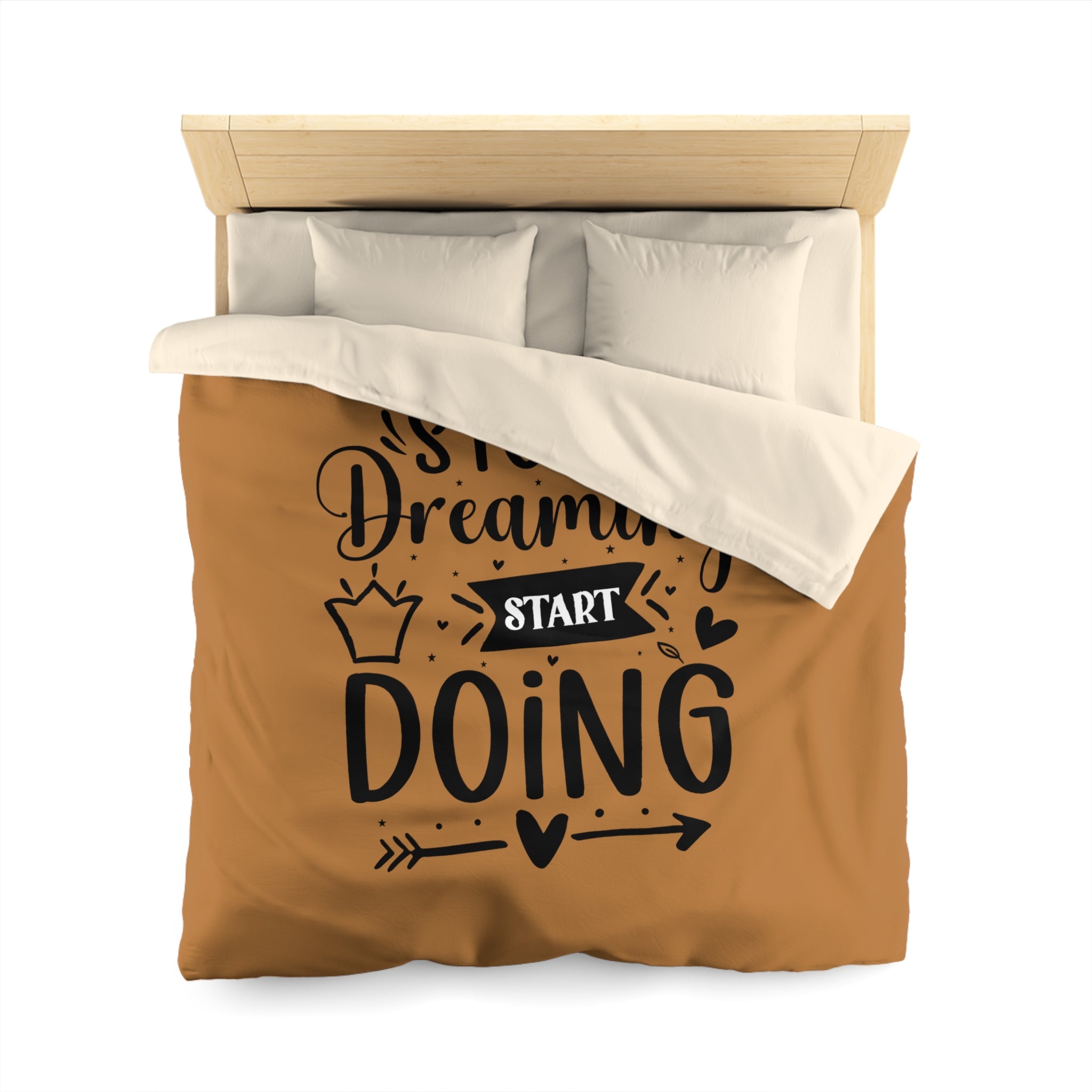 Inspirational Microfiber Duvet Cover - "Stop Dreaming Start Doing" - Cozy Home Decor for Motivated Dreamers