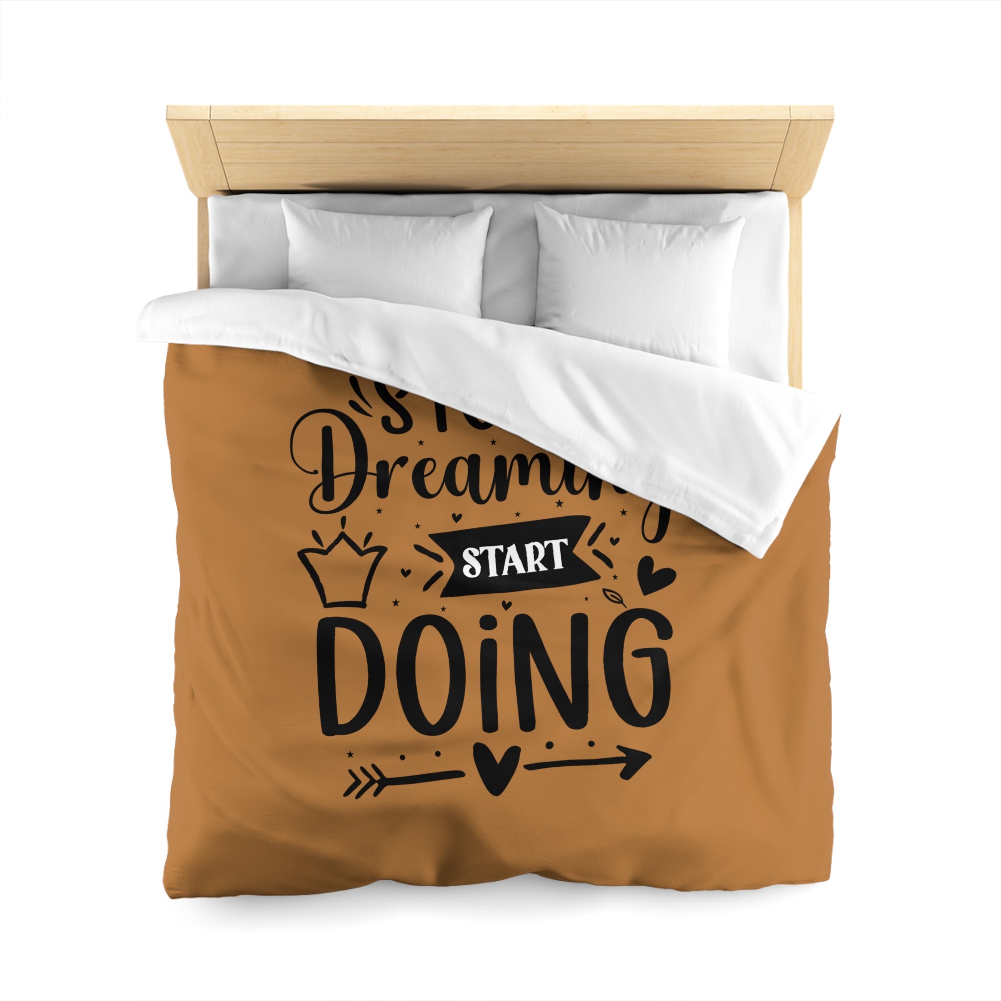 Inspirational Microfiber Duvet Cover - "Stop Dreaming Start Doing" - Cozy Home Decor for Motivated Dreamers