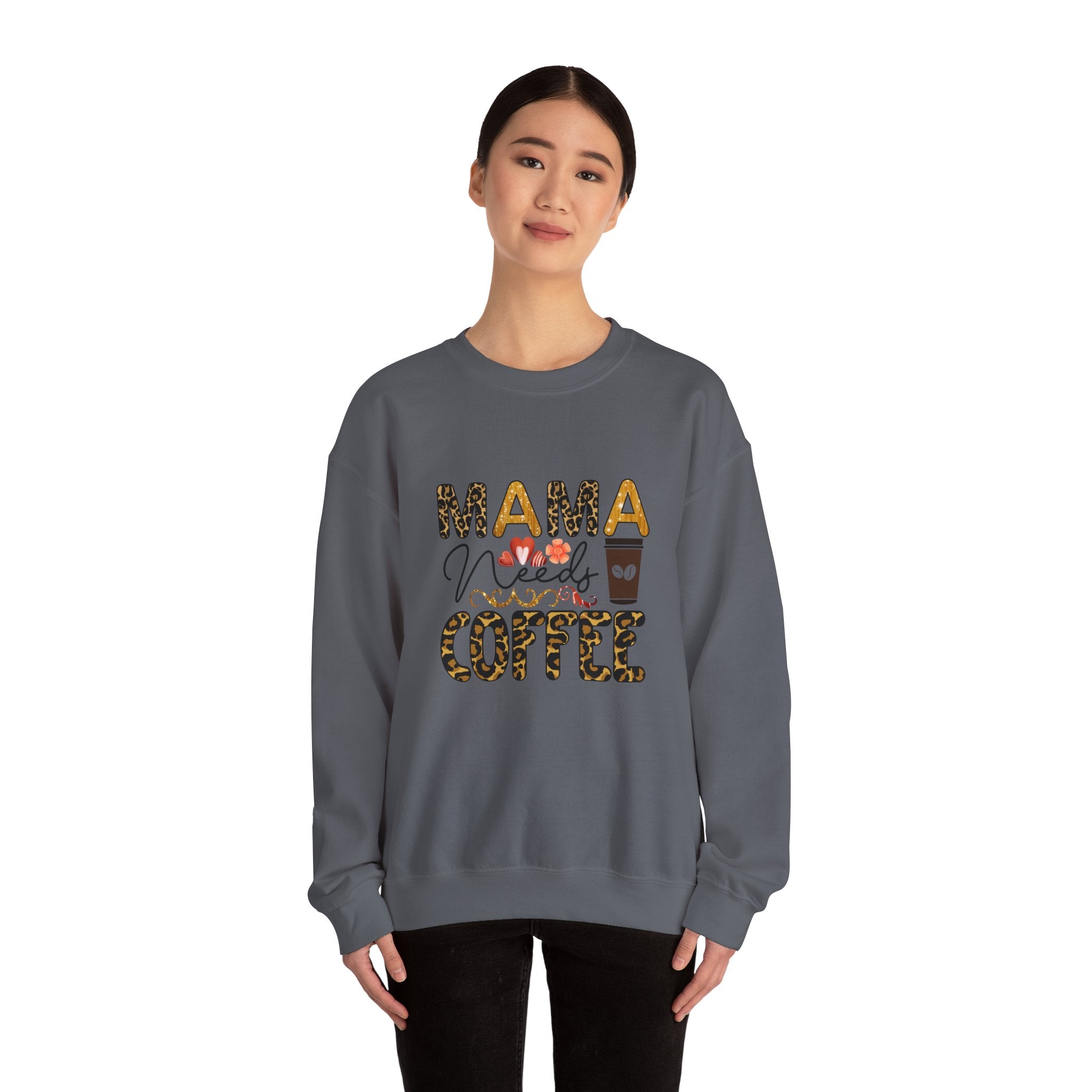 Mama Needs Coffee Crewneck Sweatshirt - Cozy Unisex Pullover Apparel for Moms