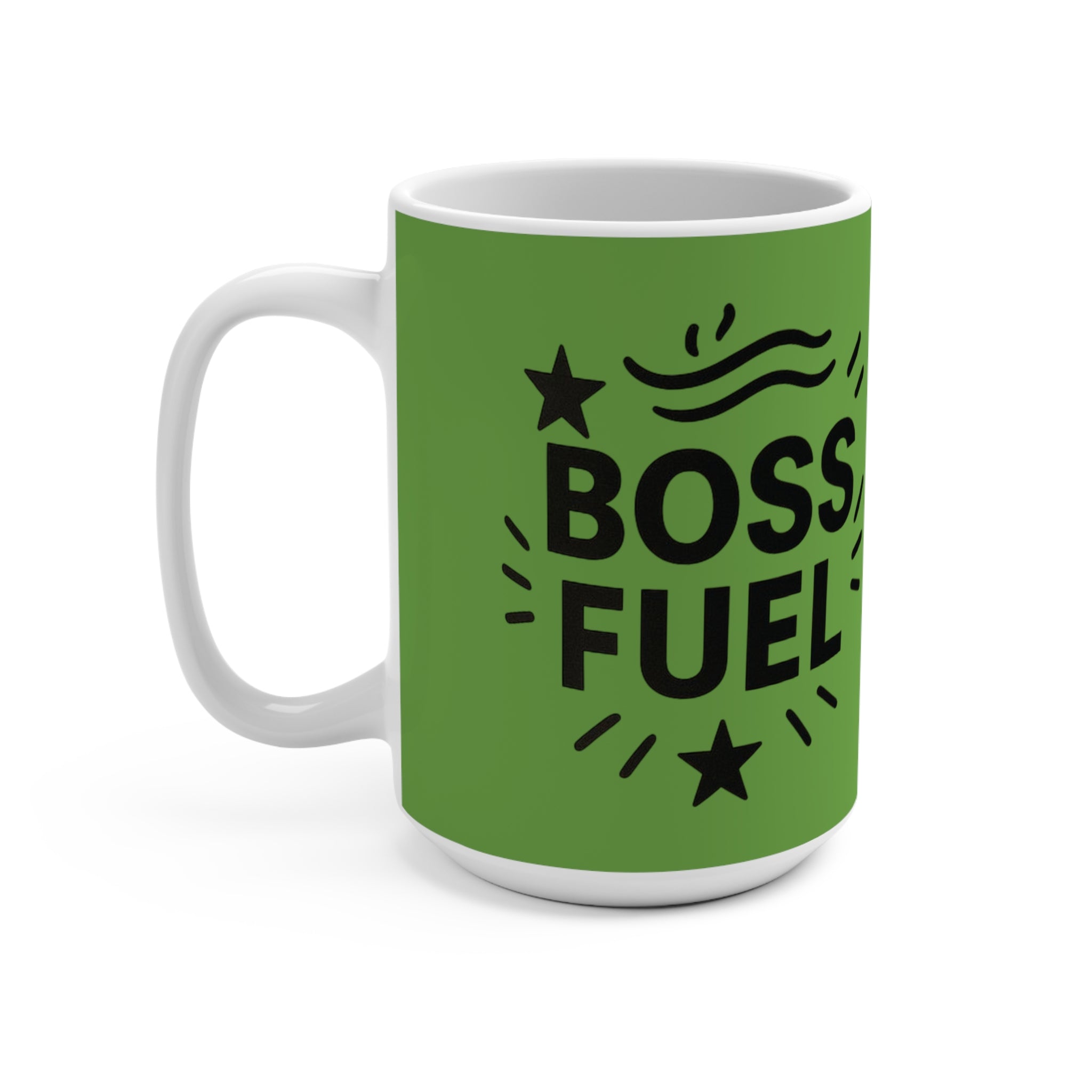 💚 Boss Fuel Mug - Motivational Coffee Cup for Entrepreneurs & Bosses, Ideal for Office Gift, Work from Home, 15oz Inspirational Mug