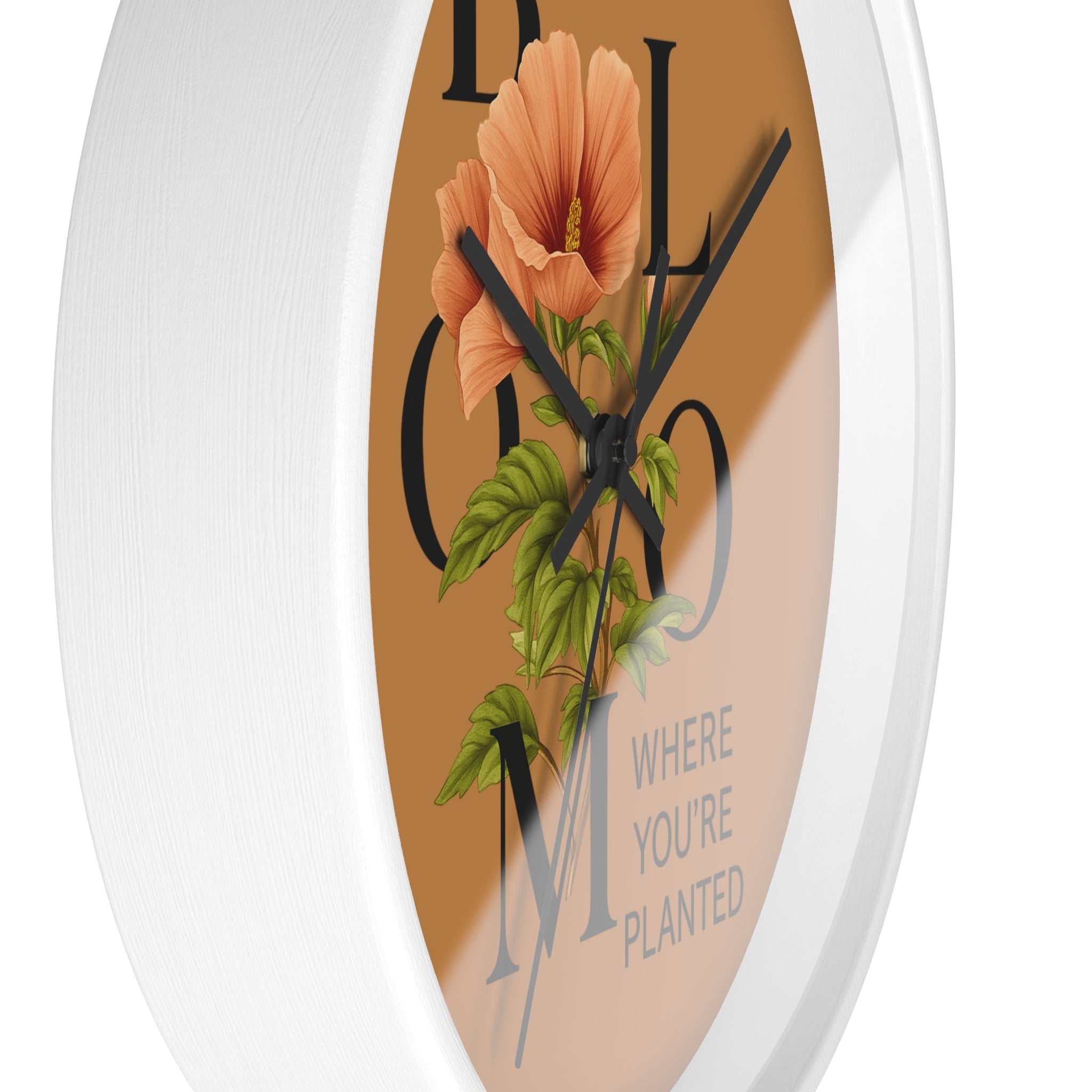 Copy of Bloom Where You're Planted Wall Clock, Floral Home Decor, Botanical Gift, Inspirational Wall Art, Modern Timepiece