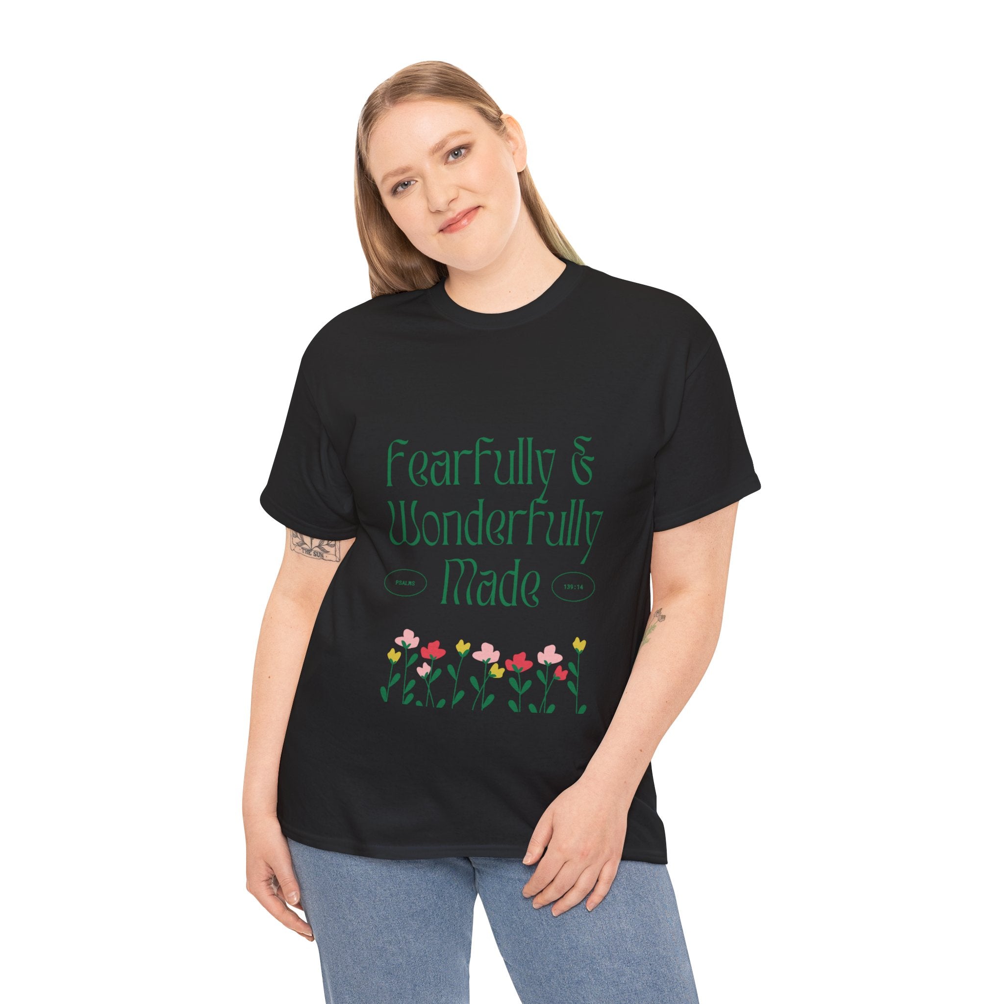 Fearfully & Wonderfully Made Unisex Cotton Tee – Inspirational Floral T-Shirt