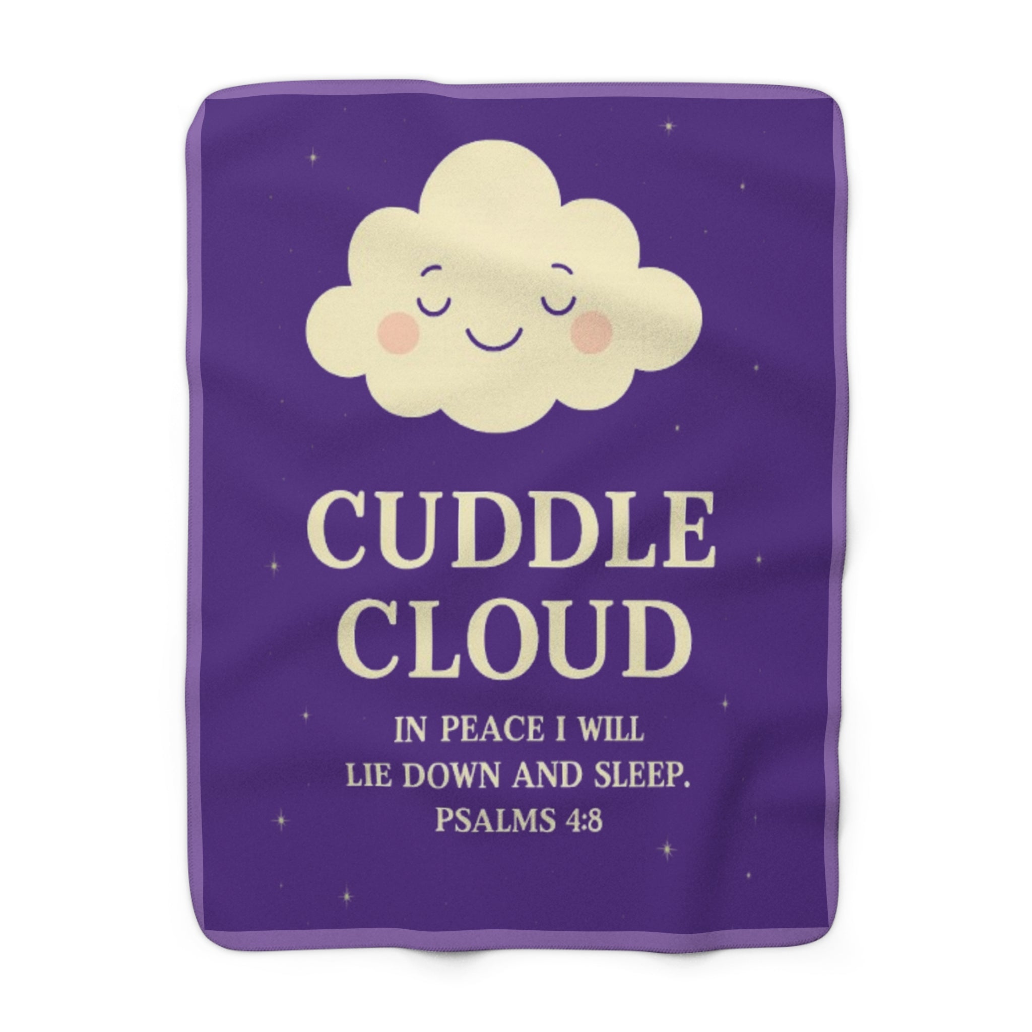 🟣 Cozy Sherpa Fleece Blanket, Cute Cuddle Cloud Design, Perfect for Gifts, Home Decor, Snuggling, Comfort