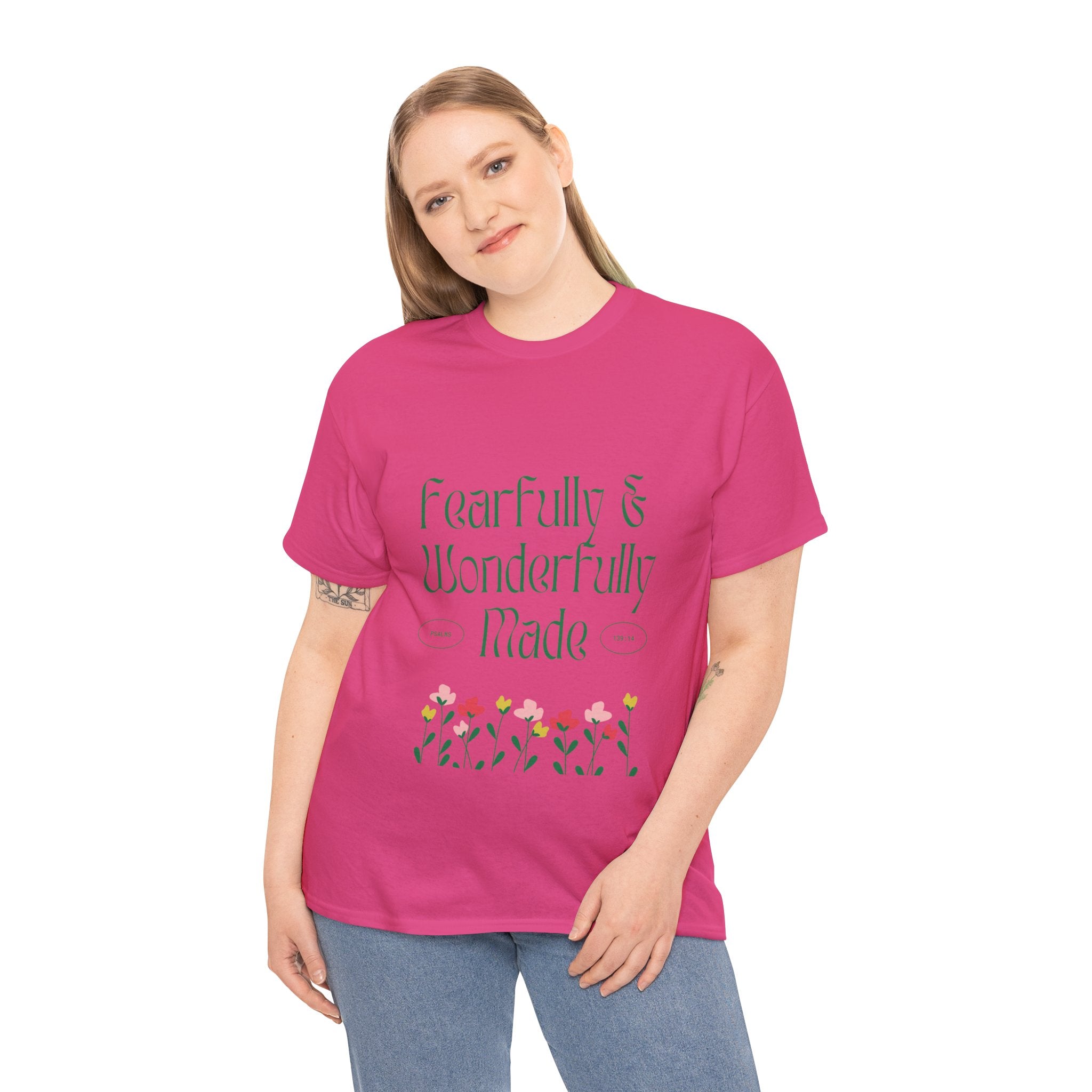 Fearfully & Wonderfully Made Unisex Cotton Tee – Inspirational Floral T-Shirt