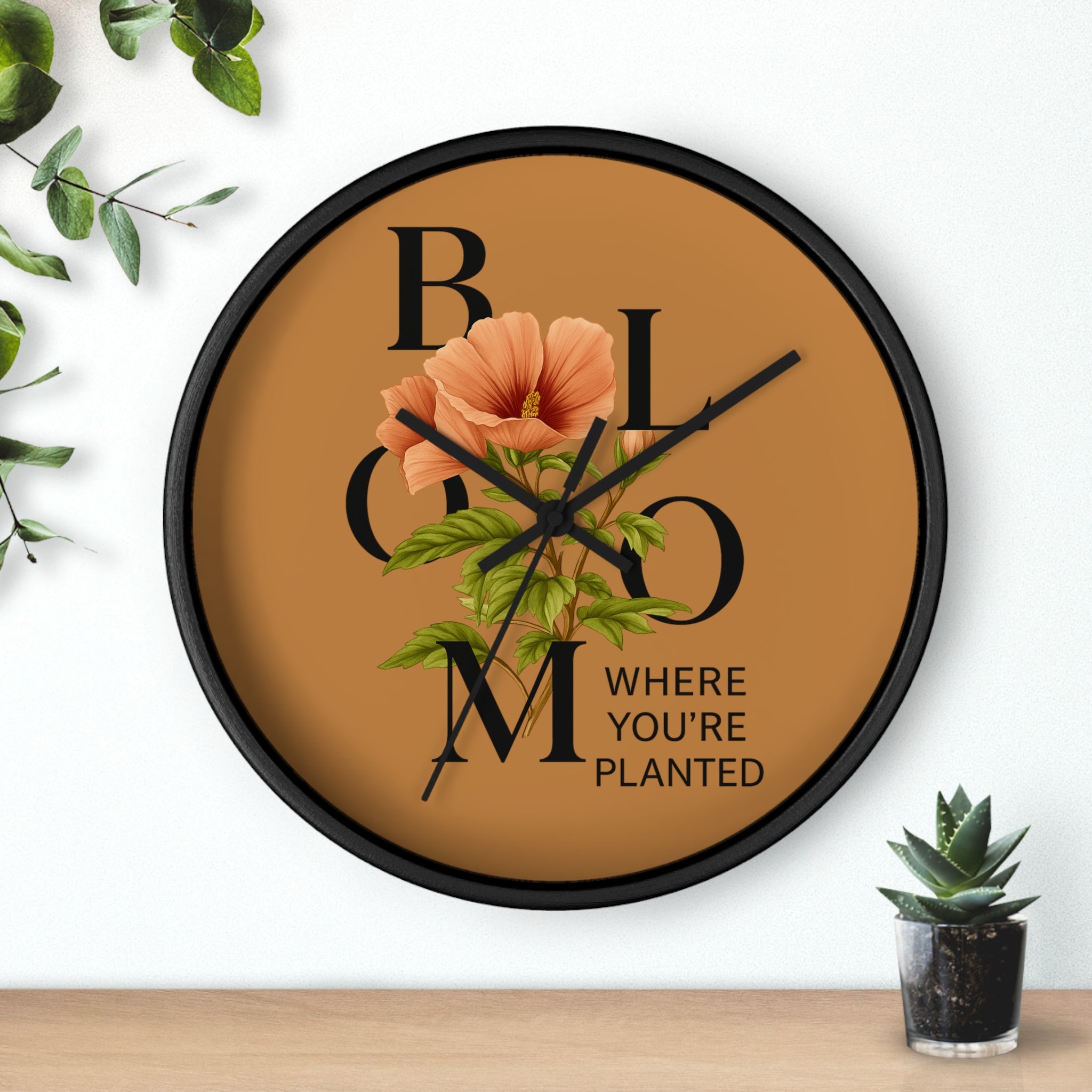 Copy of Bloom Where You're Planted Wall Clock, Floral Home Decor, Botanical Gift, Inspirational Wall Art, Modern Timepiece