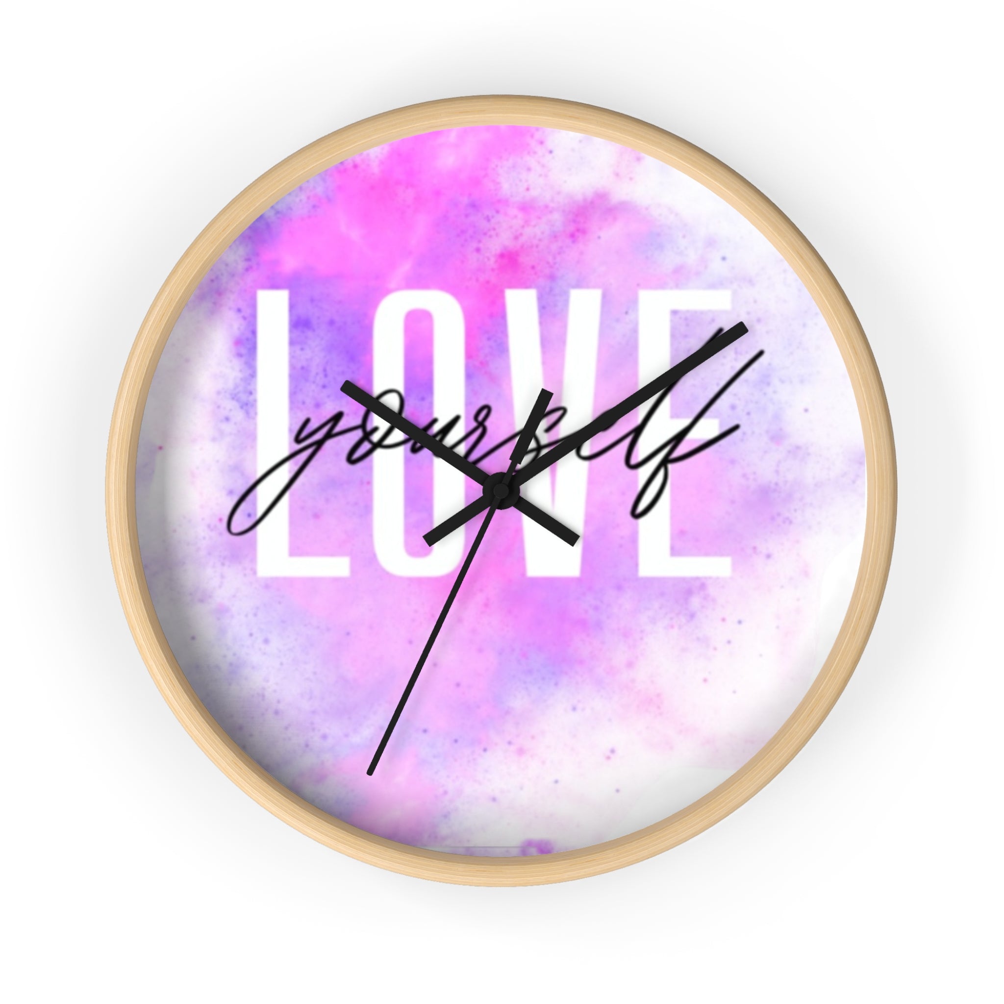Inspirational Wall Clock - Love Yourself Decor, Gift for Self-Care, Home Office Wall Art, Unique Timepiece for Motivation, Modern Clock