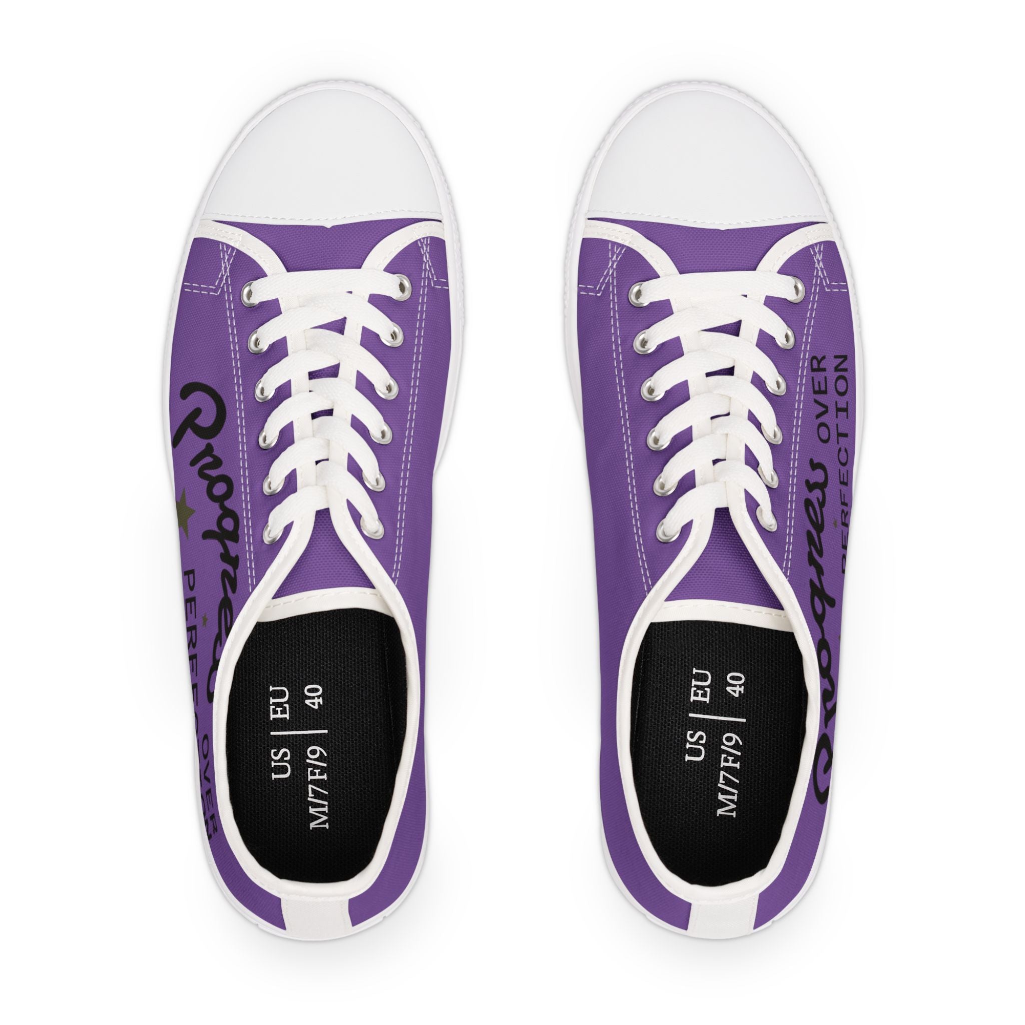 Violet Stylish Women's Low Top Sneakers - Casual, Comfortable, Everyday Wear, Perfect for Summer, Striped Sneakers, Trendy Footwear **Progress Over Perfection"