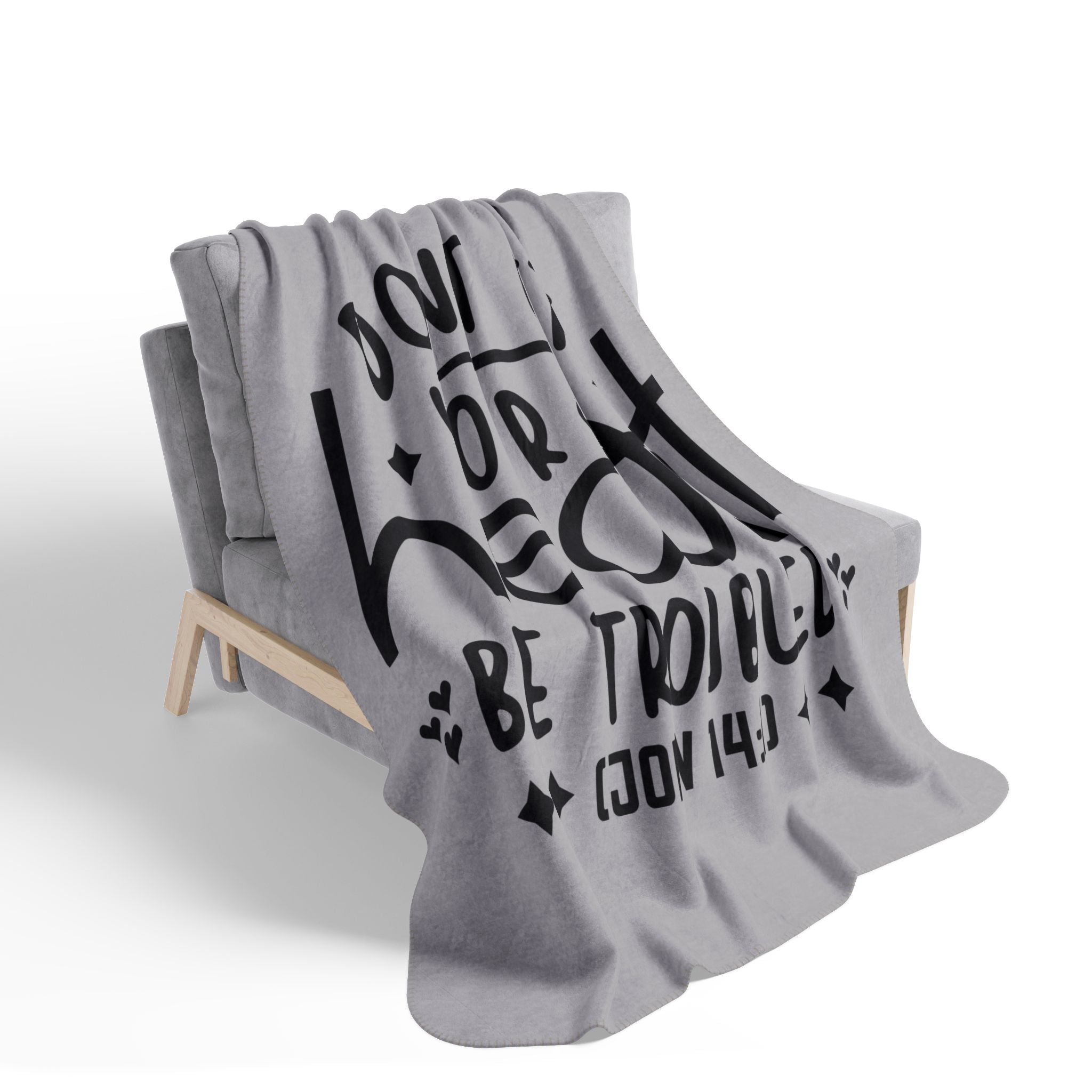 Inspirational Fleece Sherpa Blanket - 'Don't Let Your Heart Be Troubled' (John 14:1) - Cozy Comfort for Home & Gifts