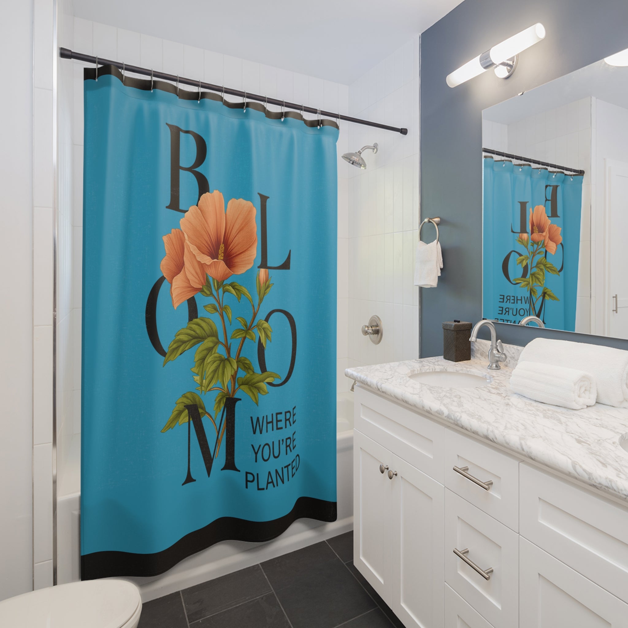 Vibrant Floral Shower Curtain, Bathroom Decor, Home Accessories, Gift for Her, Tropical Theme, Indoor Plants