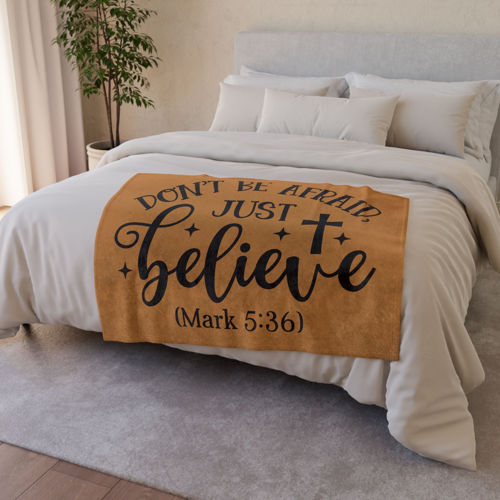 Inspirational Soft Polyester Blanket - 'Don't Be Afraid, Just Believe'