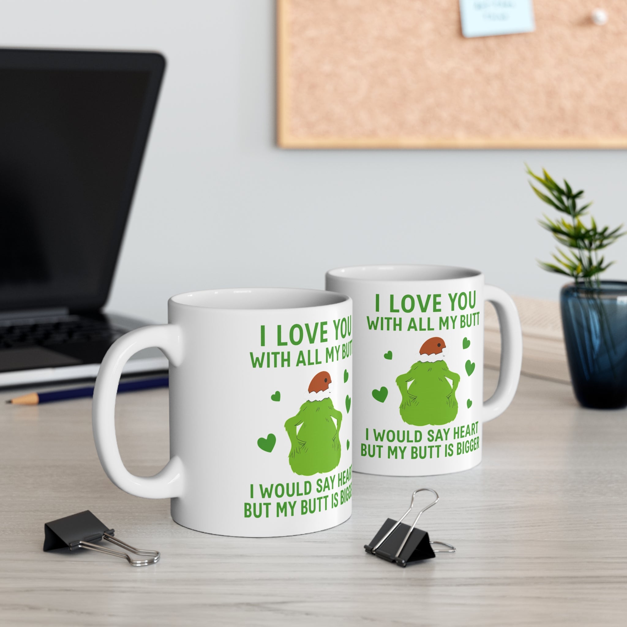 Cute Love Mug with Heart and Butt Design - Romantic Gift for Valentines, Wedding, Birthday, Fun Coffee Cup, Humorous Drinkware