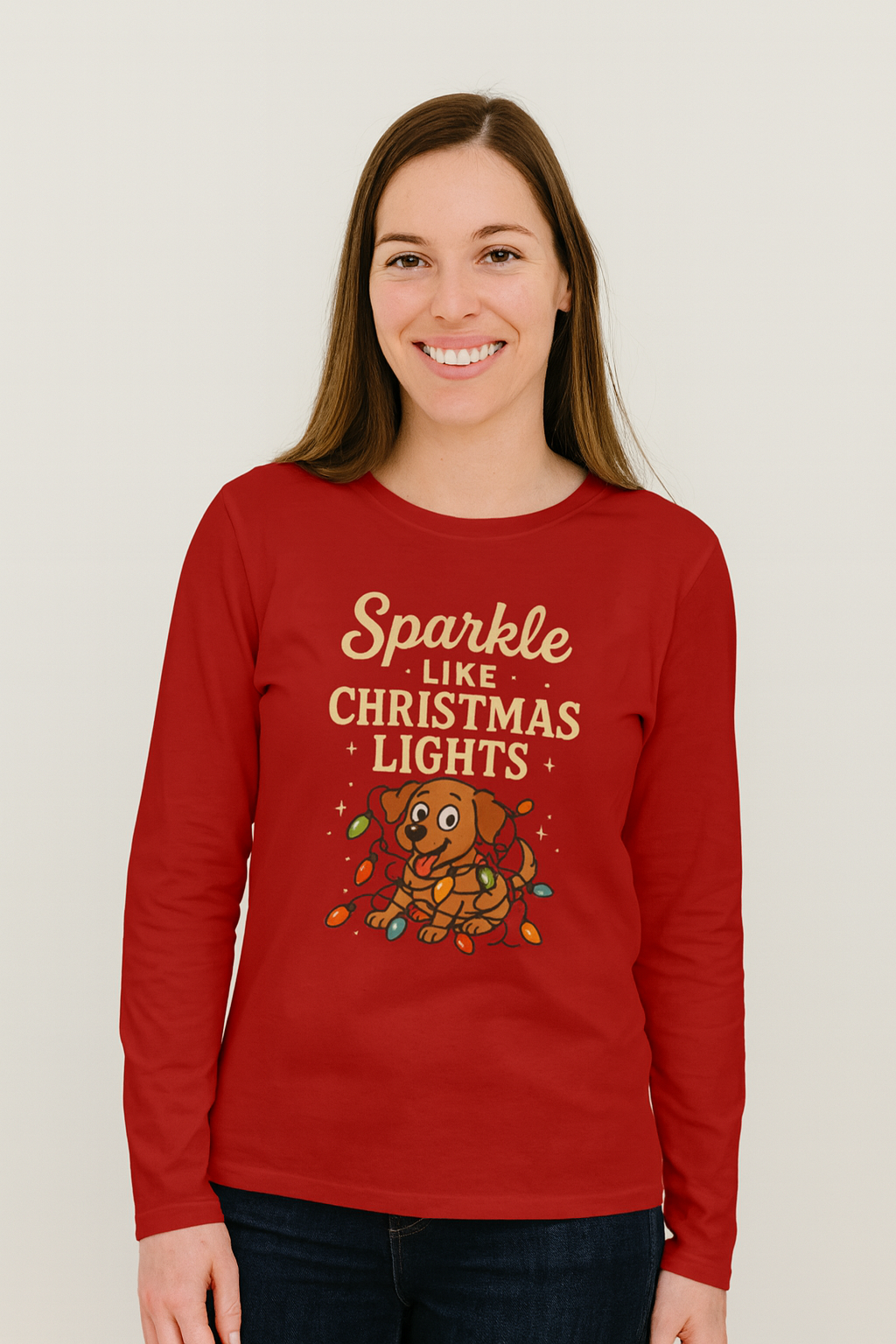 Sparkle Like Christmas Lights Long Sleeve Tee for Dog Lovers