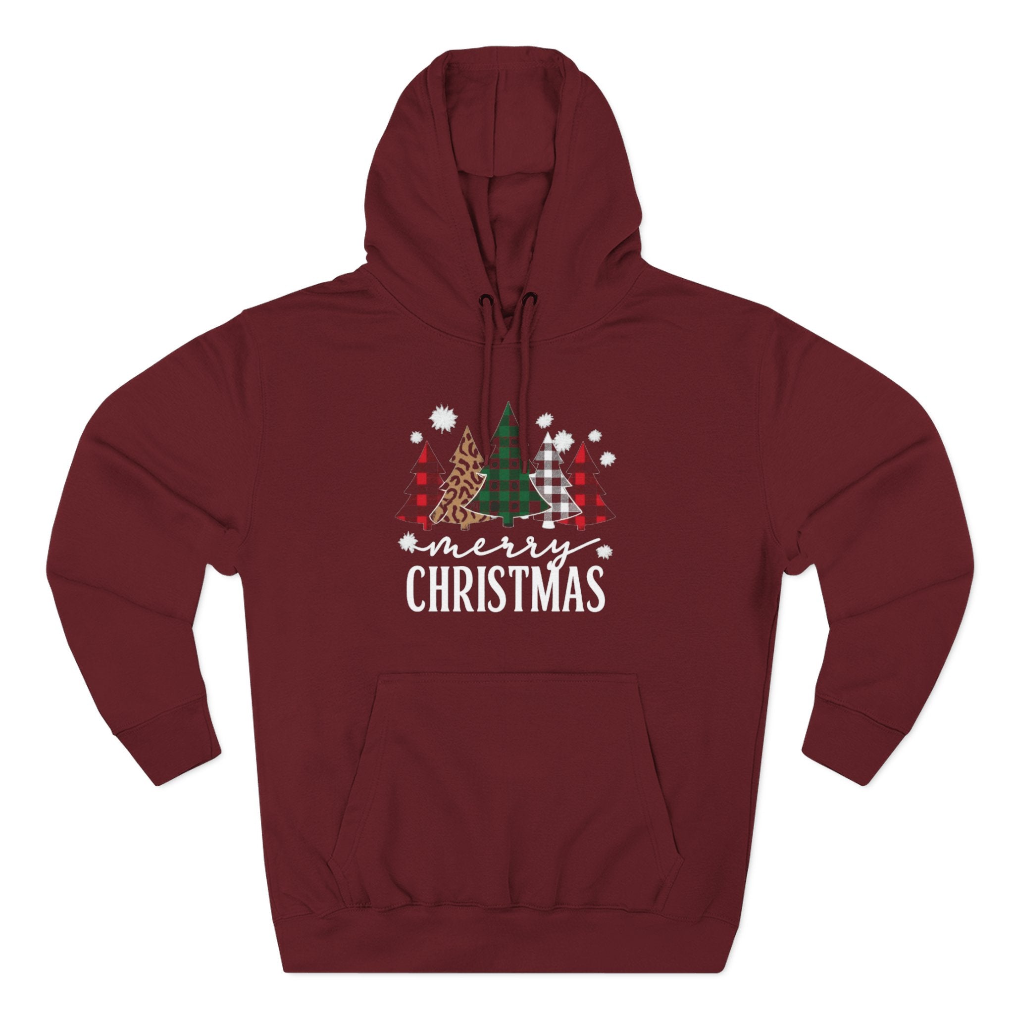 Merry Christmas Three-Panel Fleece Hoodie, Holiday Sweatshirt, Winter Wear, Cozy Gift, Christmas Apparel, Festive Hoodie
