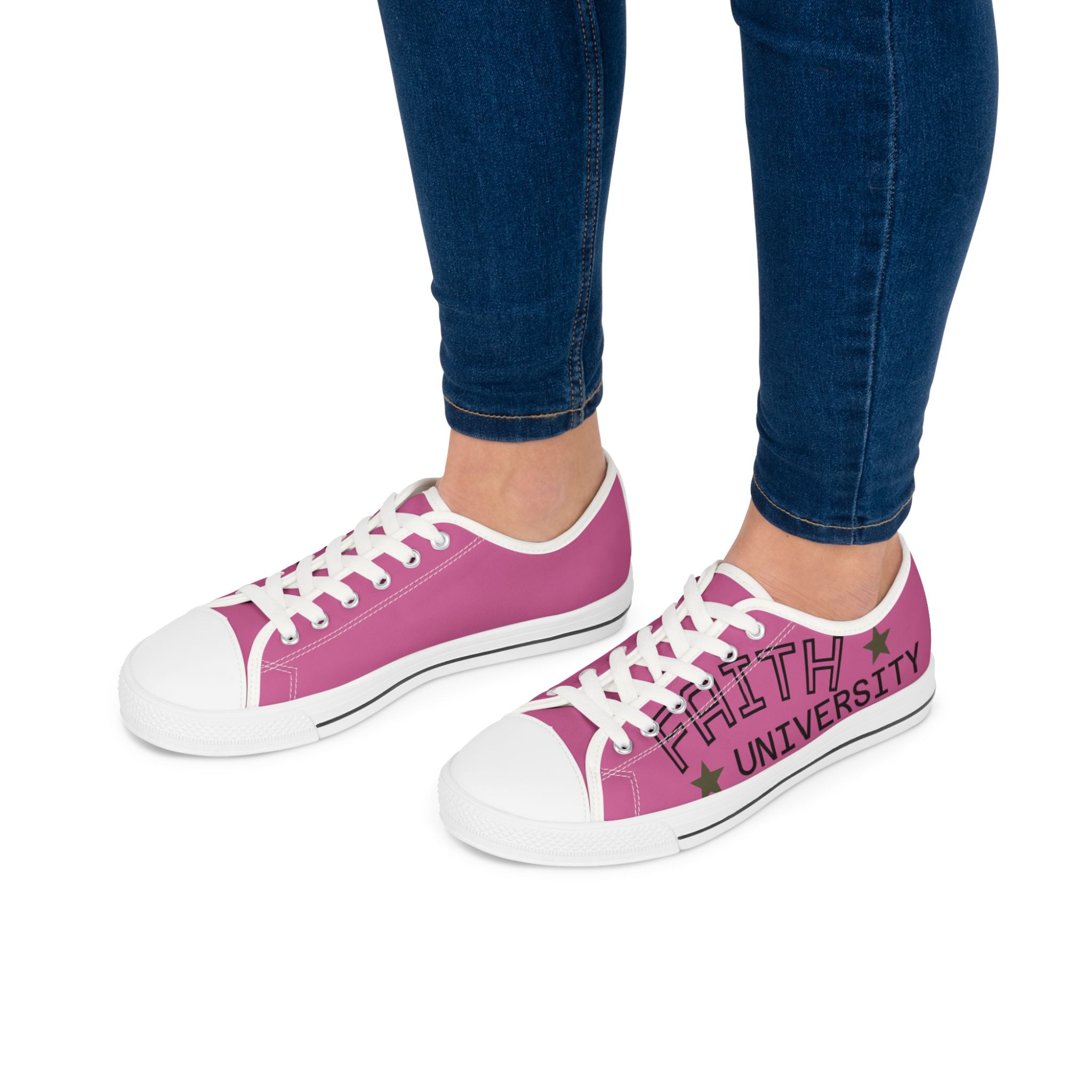 Pink Stylish Women's Low Top Sneakers - Casual, Comfortable, Everyday Wear, Perfect for Summer, Striped Sneakers, Trendy Footwear