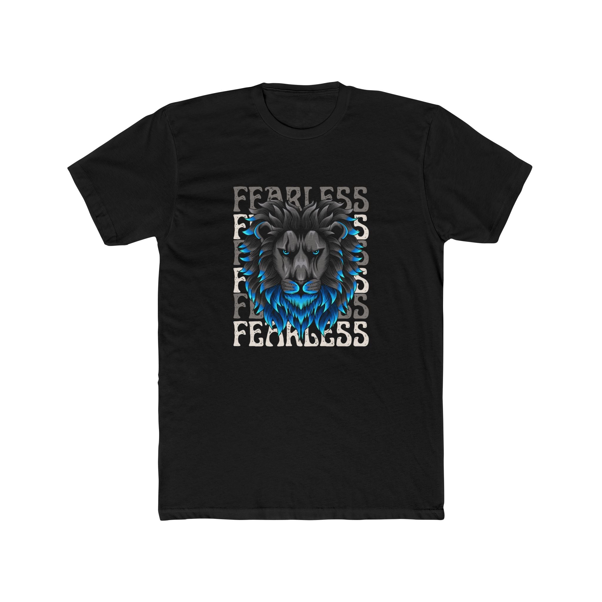 Fearless Lion Graphic Tee - Unisex Cotton Crew Shirt for Animal Lovers, Motivational Gift, Any Occasion, Casual Wear, Unique Style