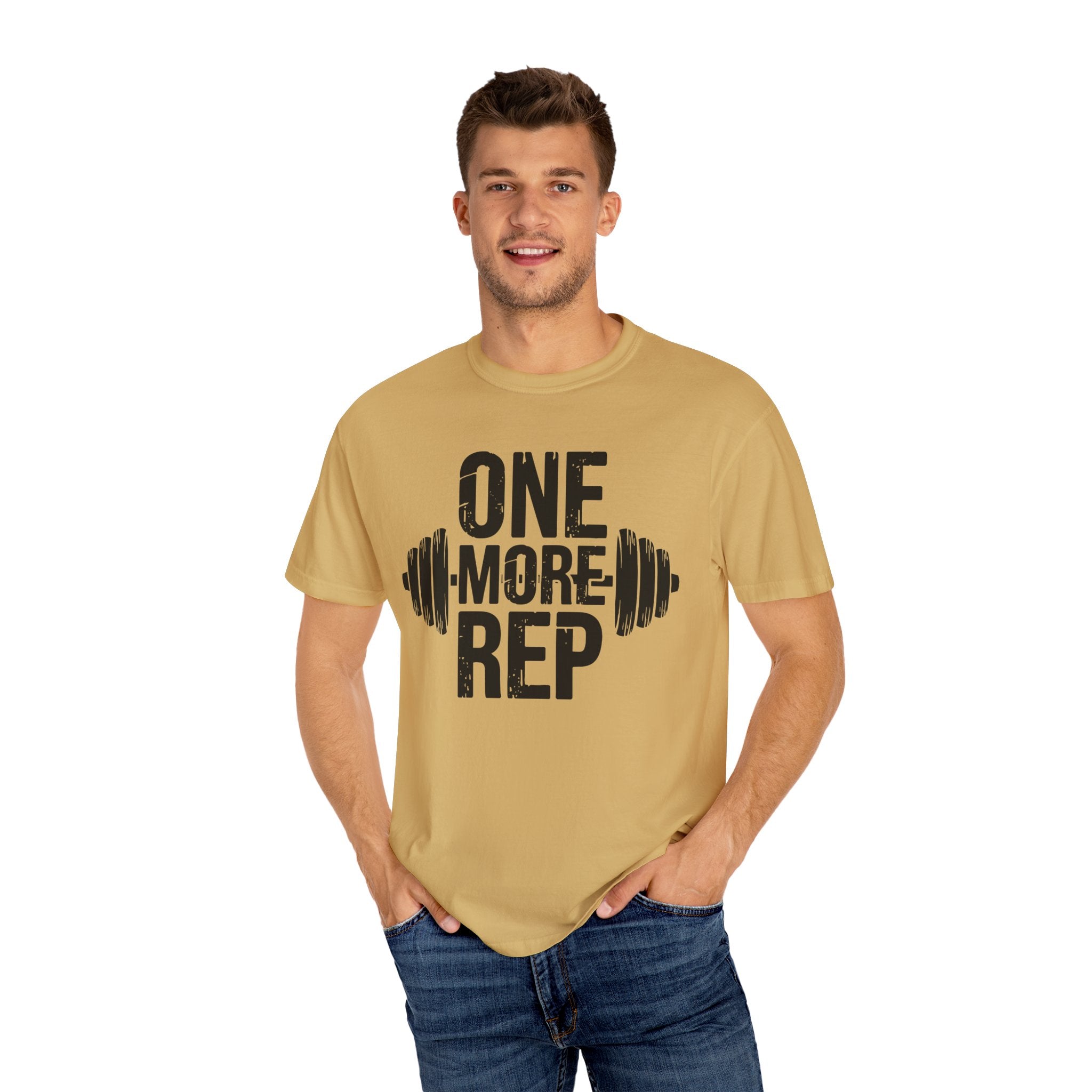 Motivational Workout T-Shirt - "One More Rep" - Unisex Garment-Dyed Tee for Fitness Enthusiasts