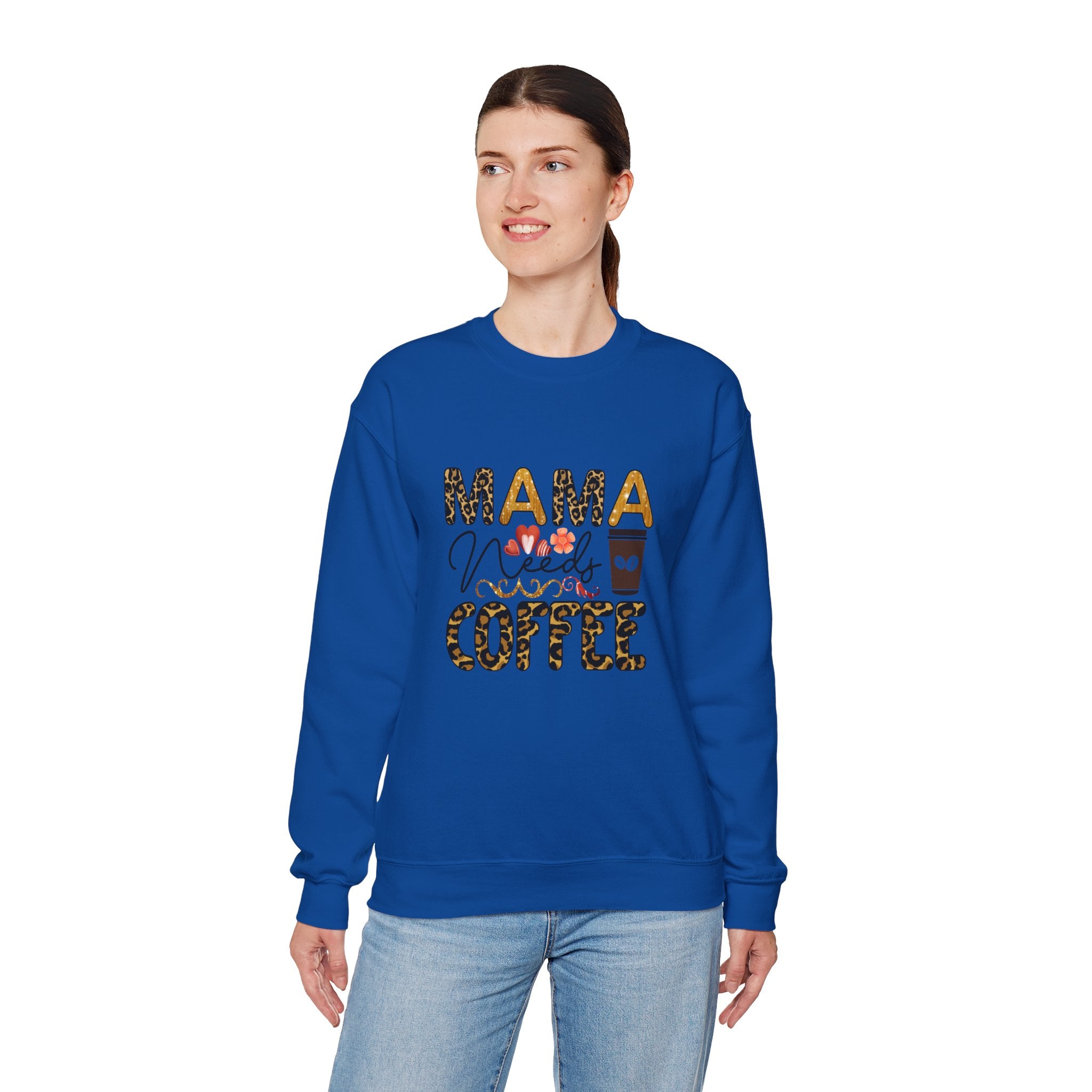 Mama Needs Coffee Crewneck Sweatshirt - Cozy Unisex Pullover Apparel for Moms