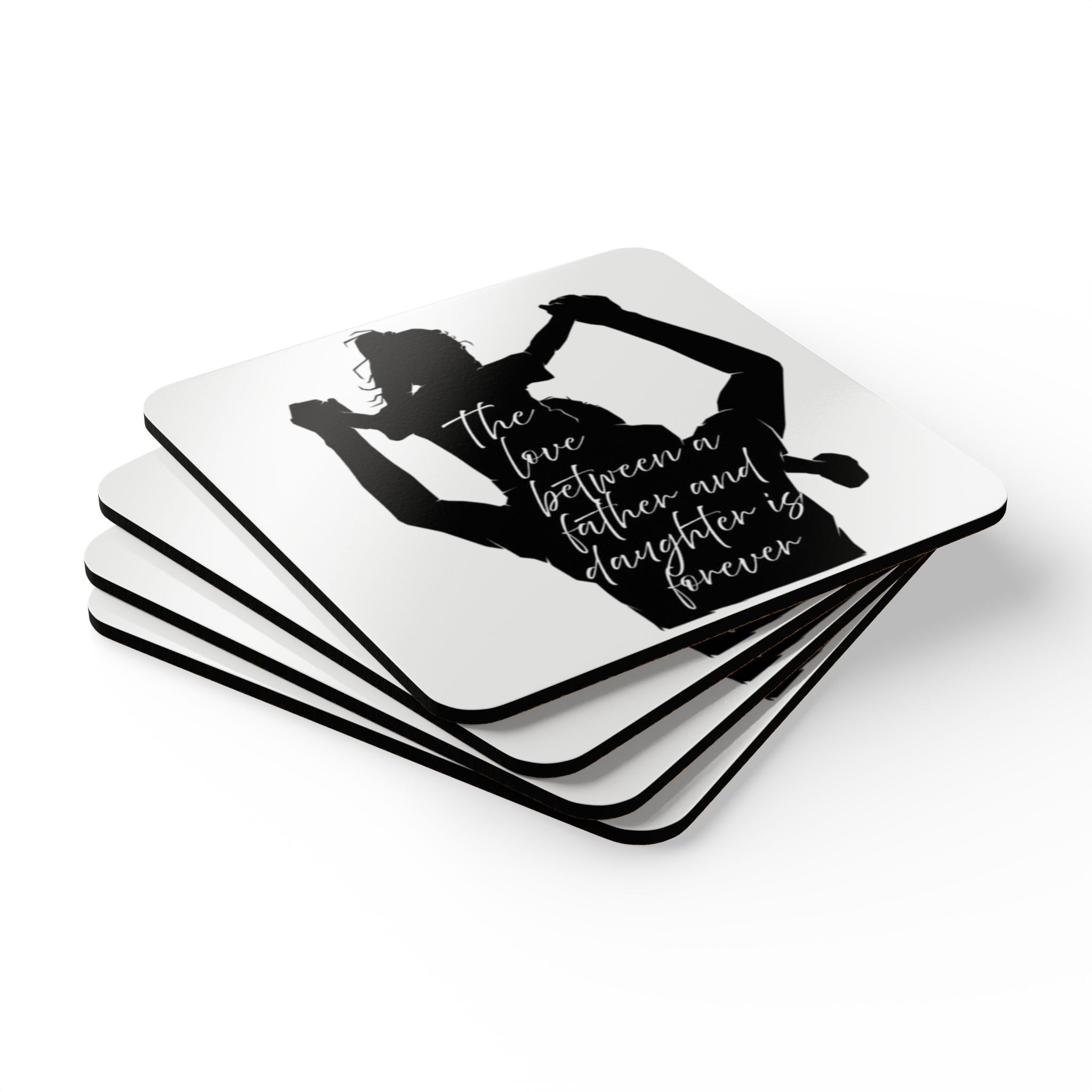 Corkwood Coaster Set - Father Daughter Love, Family Coaster Gift, Home Decor , Personalized Gift, Housewarming Decor