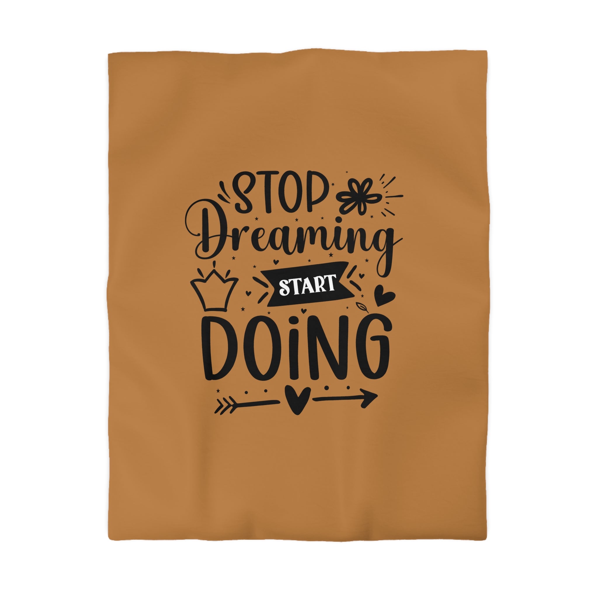 Inspirational Microfiber Duvet Cover - "Stop Dreaming Start Doing" - Cozy Home Decor for Motivated Dreamers