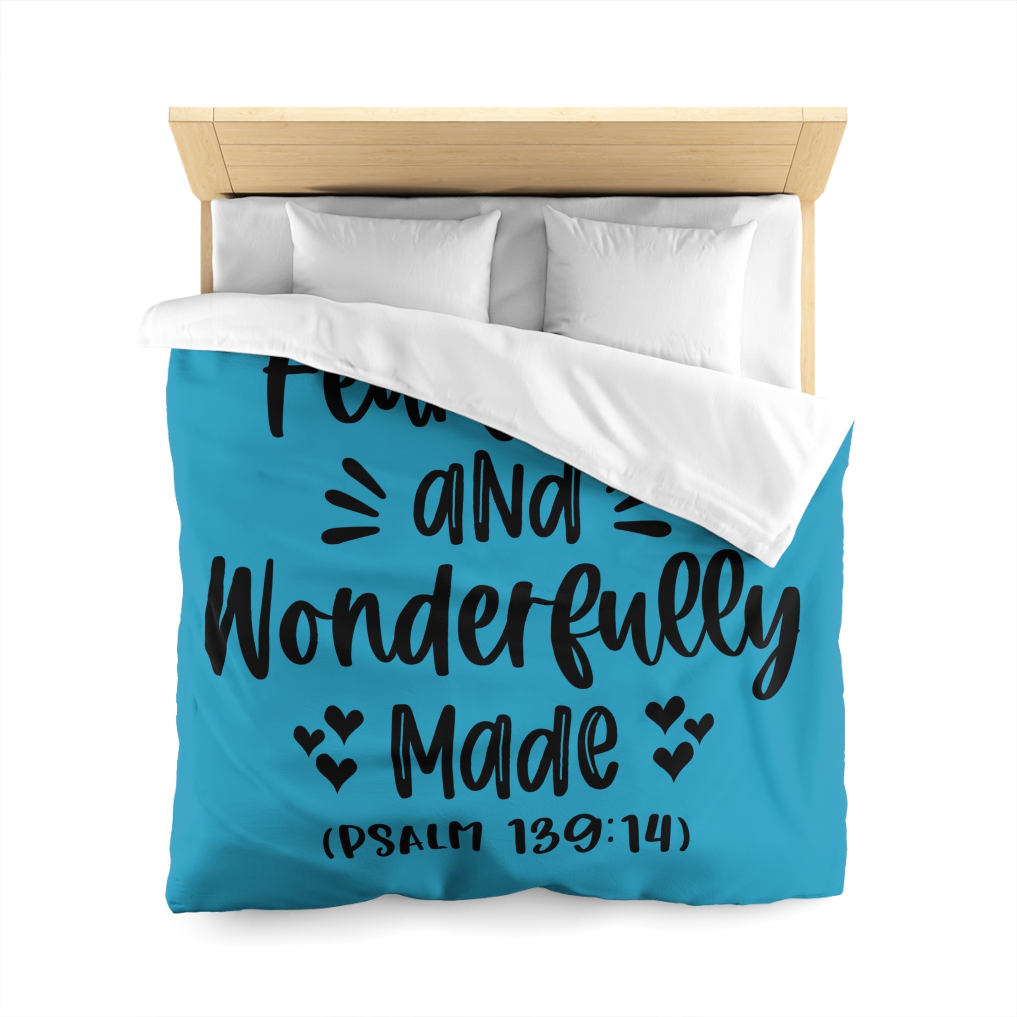 Inspirational Microfiber Duvet Cover - 'Fearfully and Wonderfully Made'