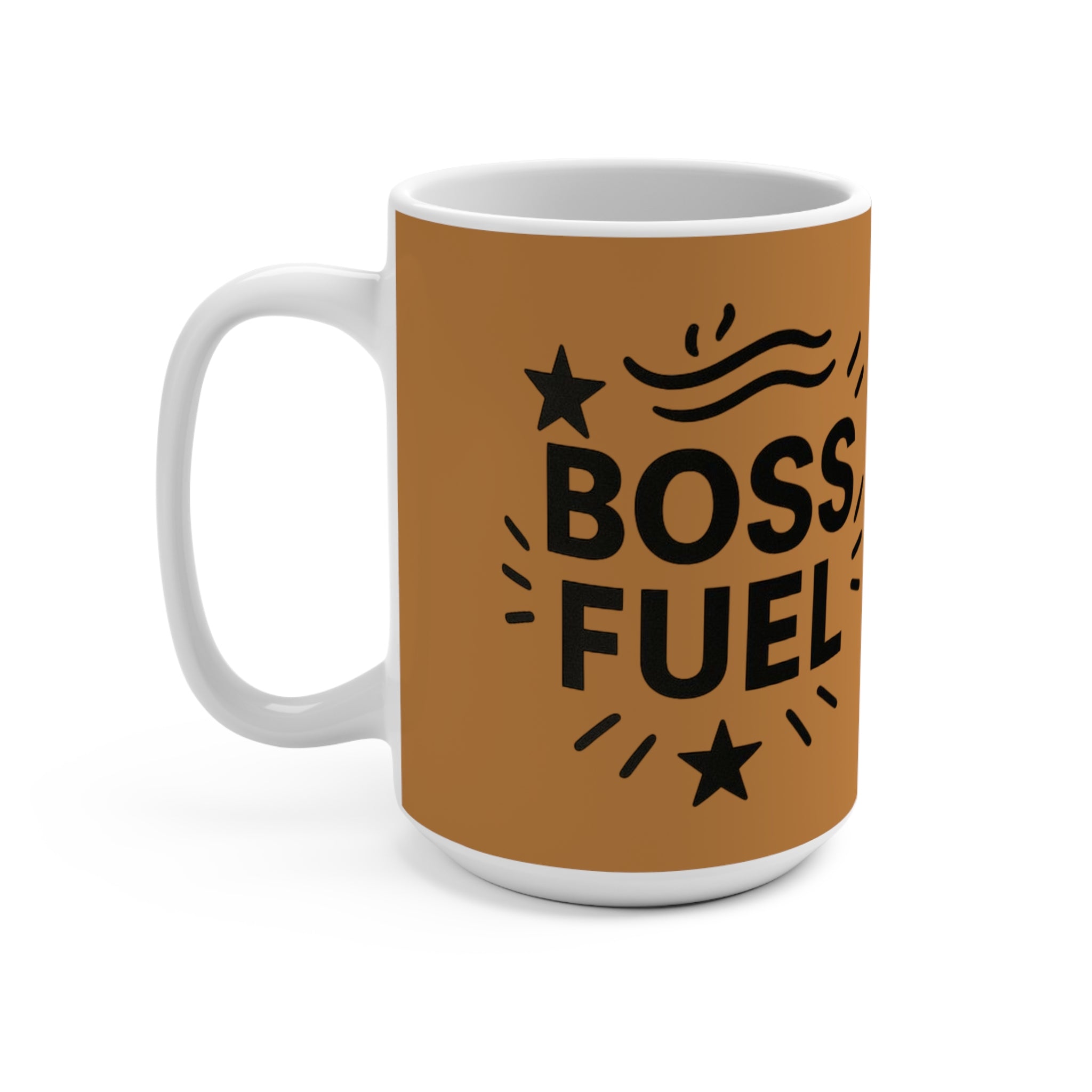 🟤 Boss Fuel Mug - Motivational Coffee Cup for Entrepreneurs & Bosses, Ideal for Office Gift, Work from Home, 15oz Inspirational Mug