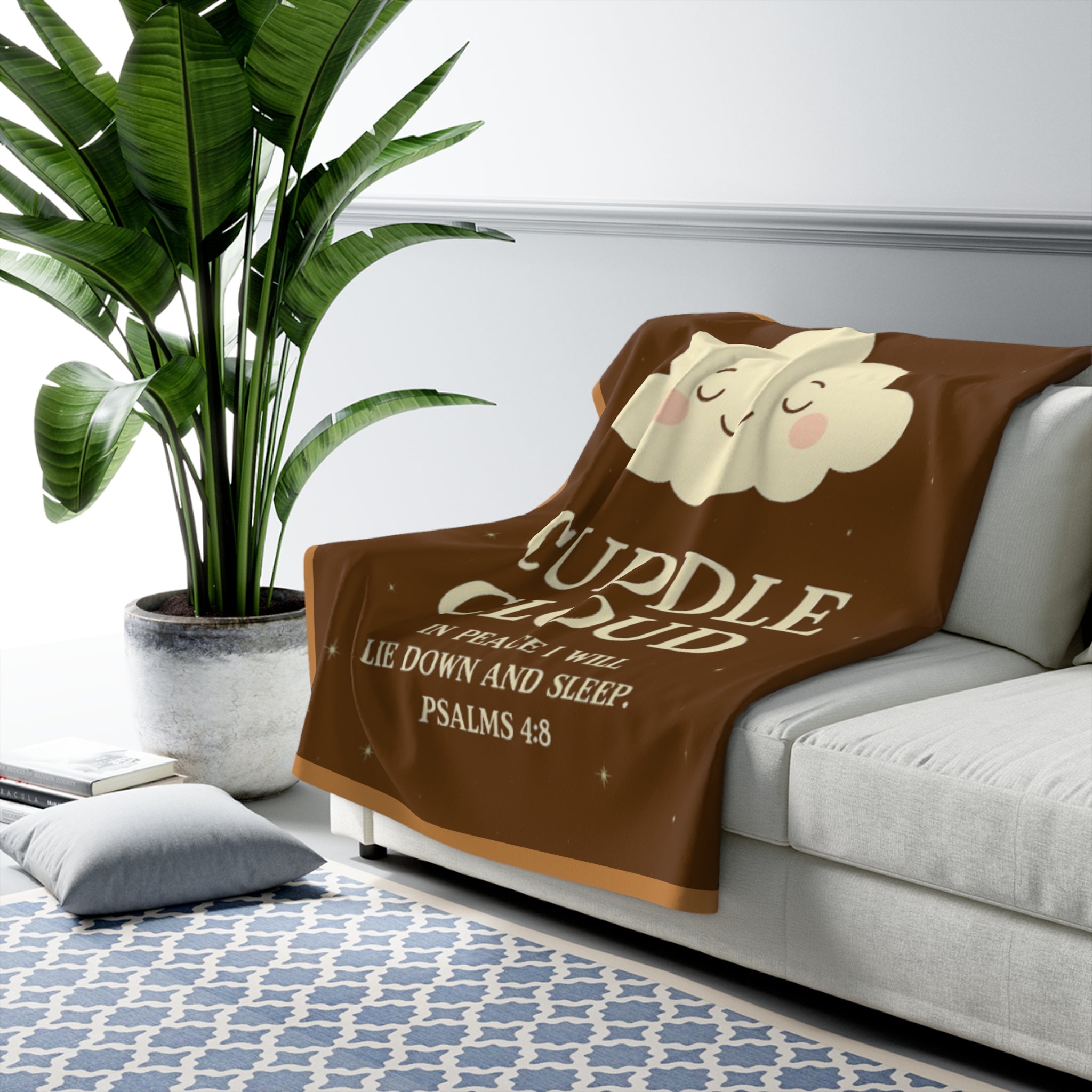 Cozy Sherpa Fleece Blanket, Cute Cuddle Cloud Design, Perfect for Gifts, Home Decor, Snuggling, Comfort