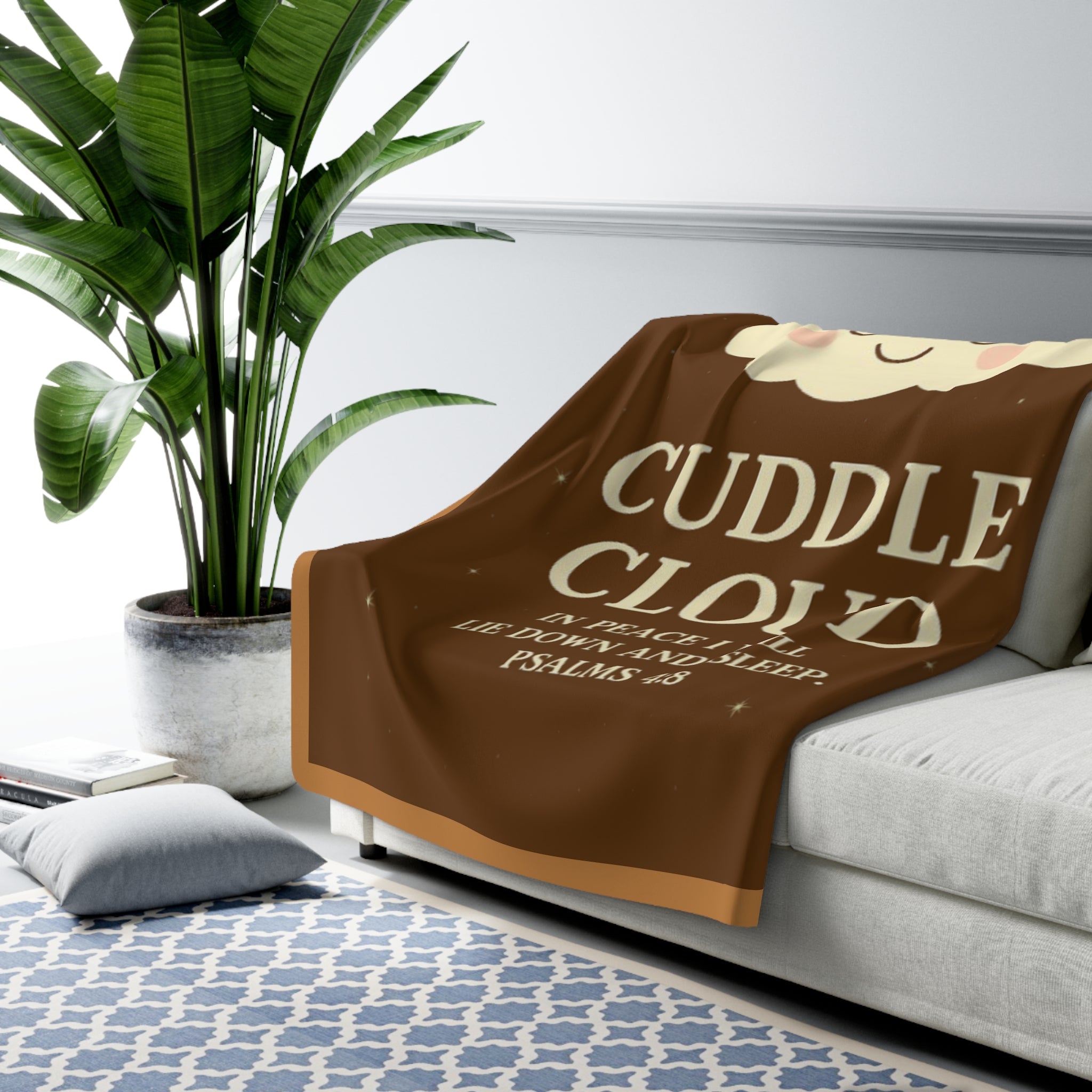 Cozy Sherpa Fleece Blanket, Cute Cuddle Cloud Design, Perfect for Gifts, Home Decor, Snuggling, Comfort
