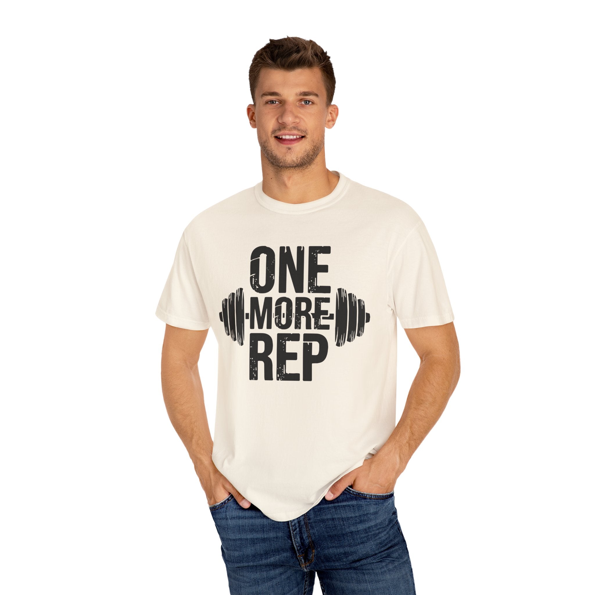 Motivational Workout T-Shirt - "One More Rep" - Unisex Garment-Dyed Tee for Fitness Enthusiasts