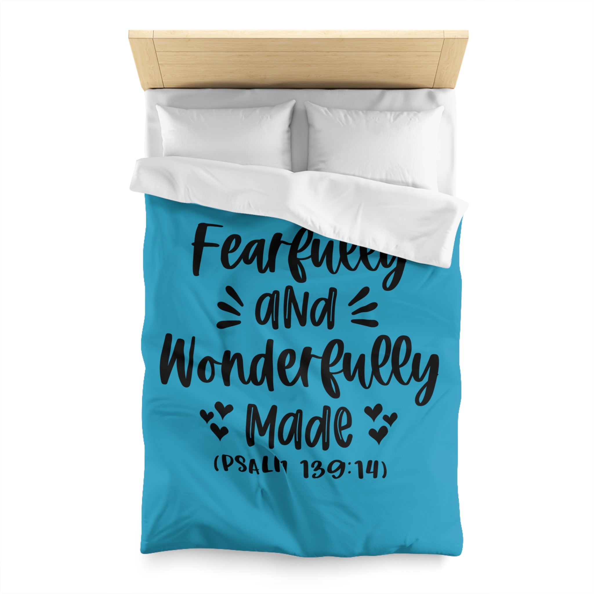 Inspirational Microfiber Duvet Cover - 'Fearfully and Wonderfully Made'