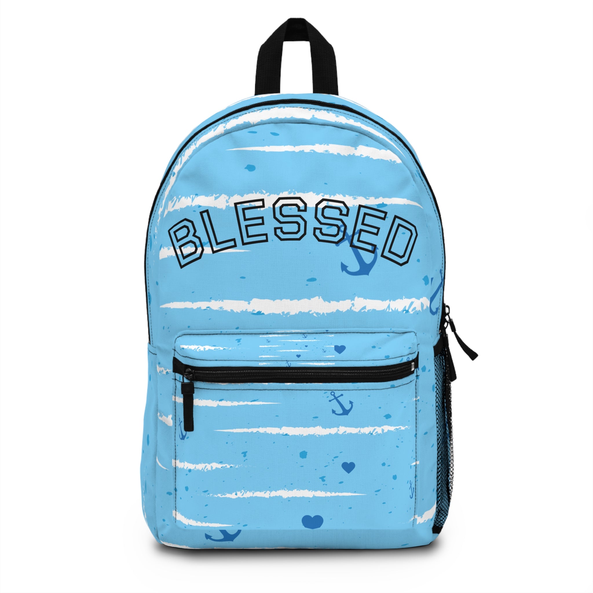 Trendy Nautical Backpack, Summer Travel Bag, Beach Day Backpack, Gift for Sailors, Casual School Backpack, Anchor Design