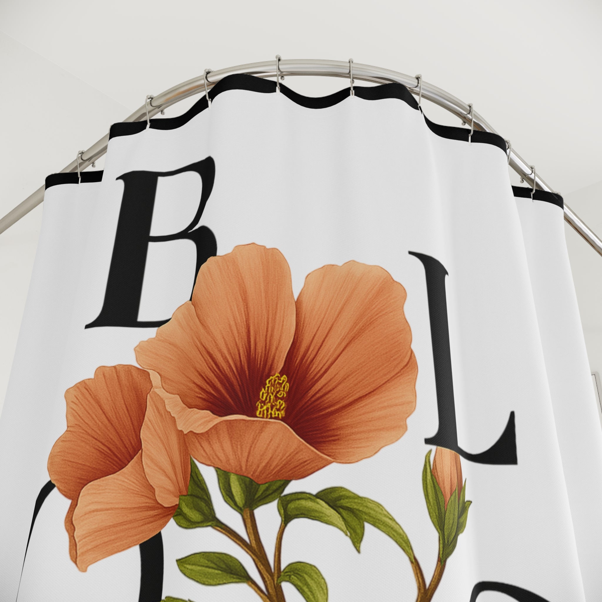 Vibrant Floral White Shower Curtain, Bathroom Decor, Home Accessories, Gift for Her, Tropical Theme, Indoor Plants