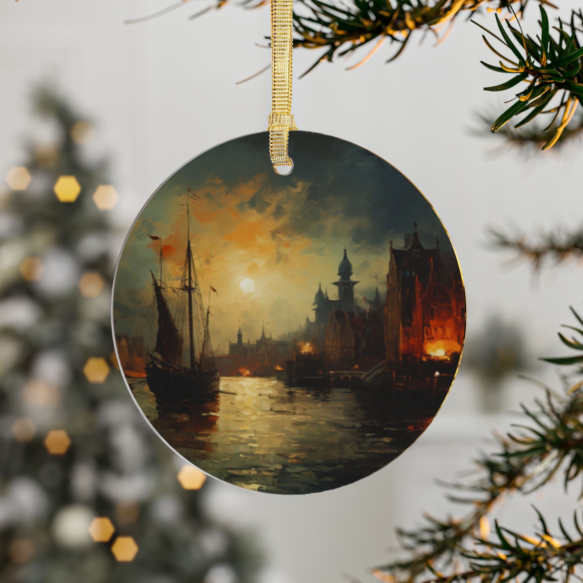 Elegant Acrylic Christmas Ornaments – Vintage Ship Design