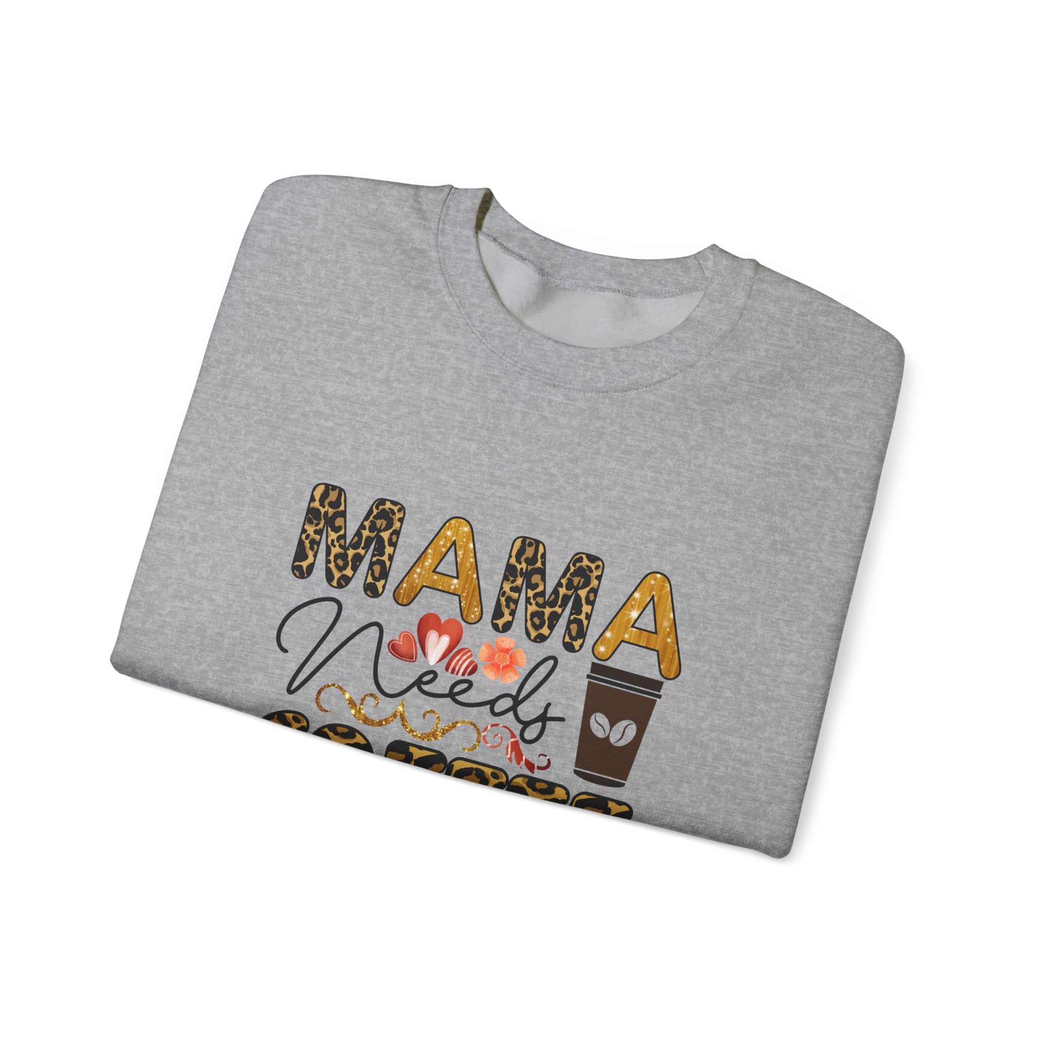 Mama Needs Coffee Crewneck Sweatshirt - Cozy Unisex Pullover Apparel for Moms