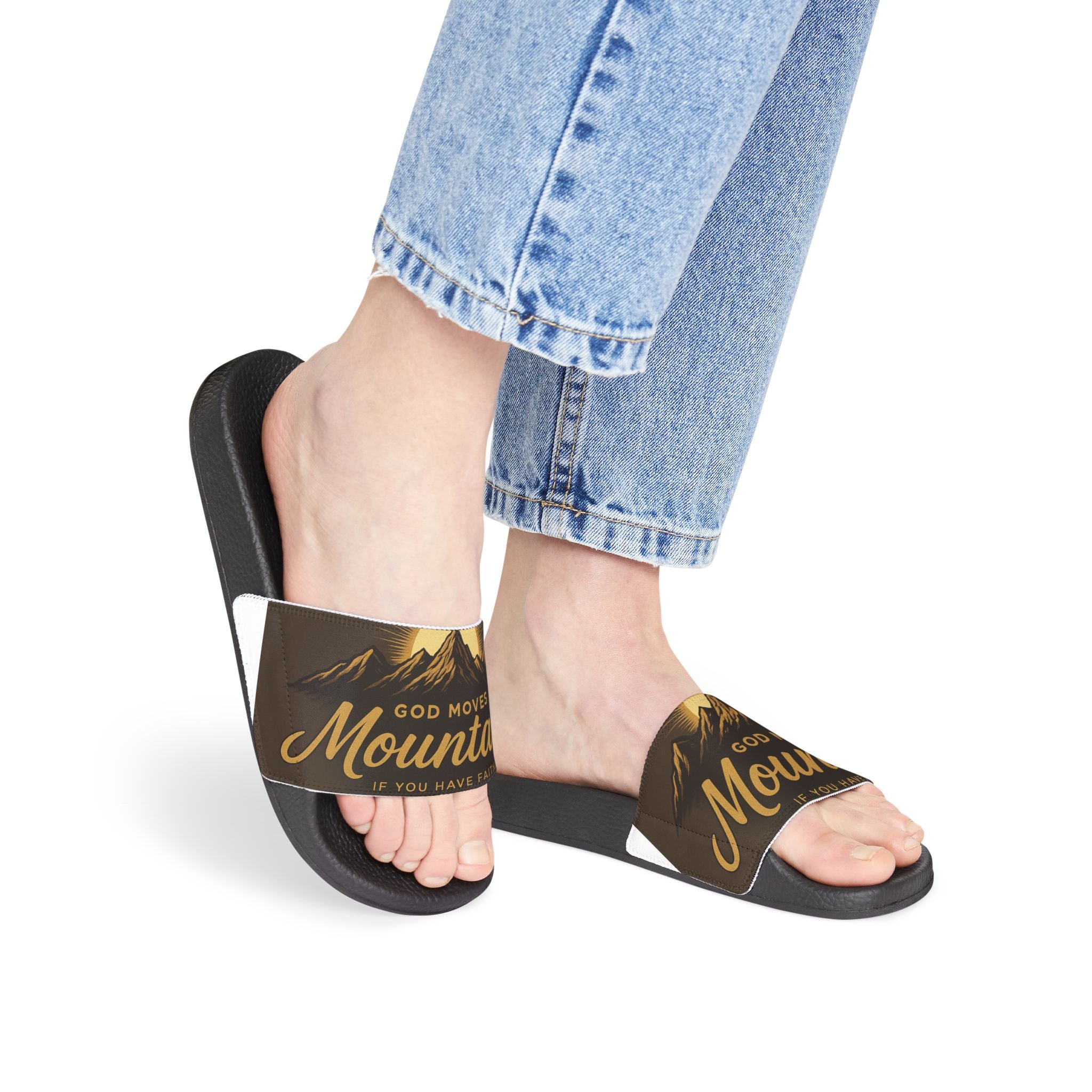 "God Moves Mountains- if you have faith" Women's Removable-Strap Sandals